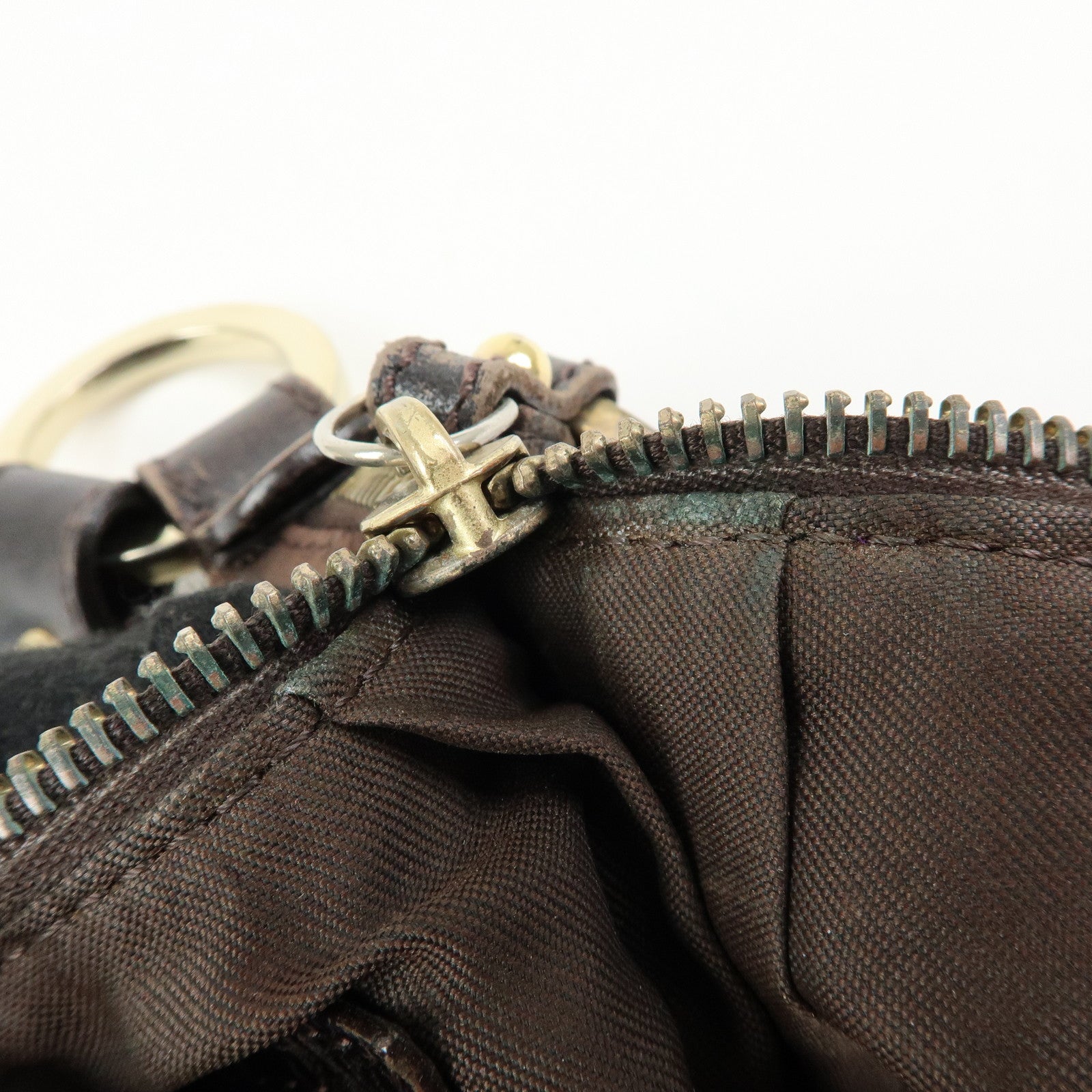 FENDI Suede Leather Shoulder Bag Hand Bag Brown 8BR343