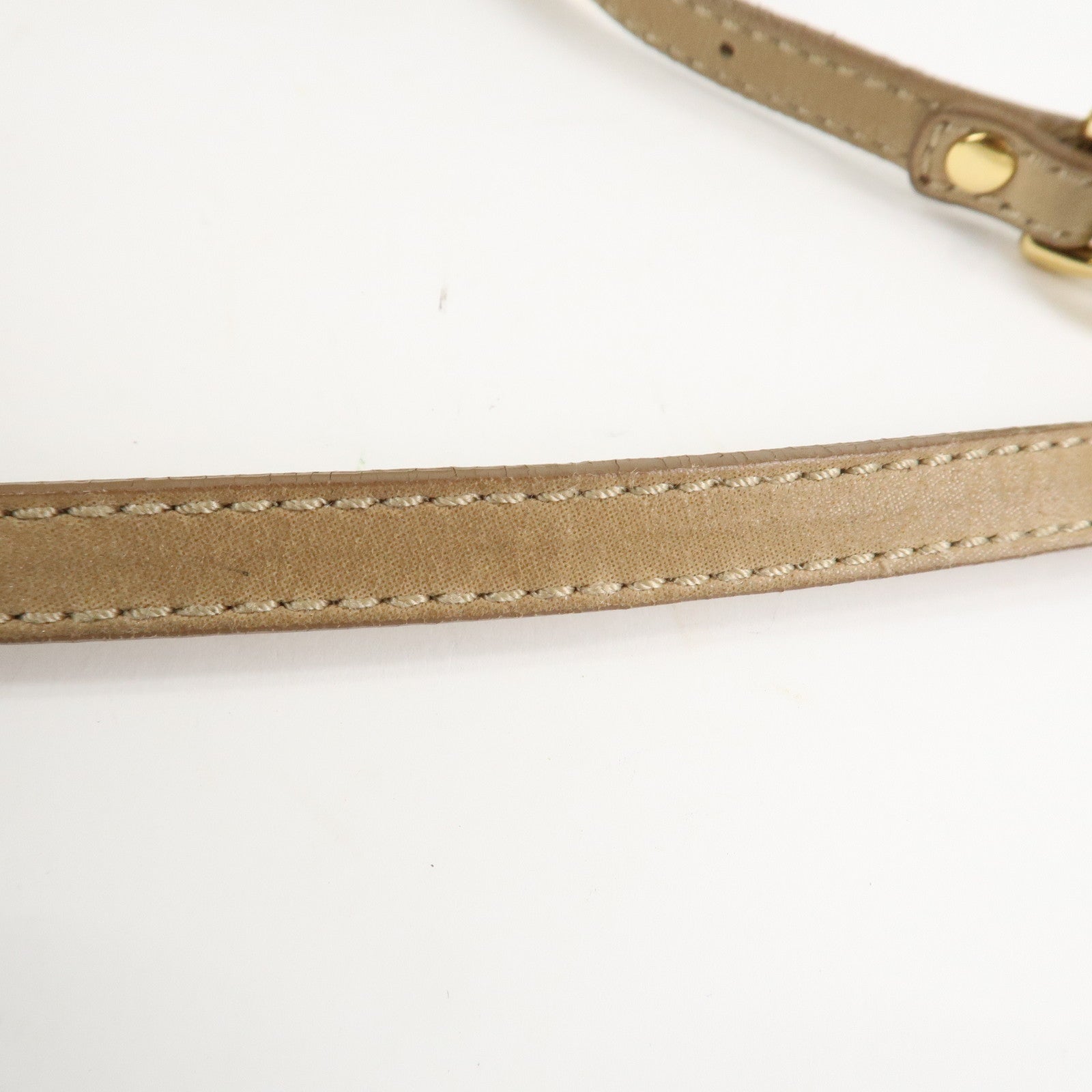 FENDI Mamma Baguette Leather Chain Shoulder Bag Beige 8BR180 Used