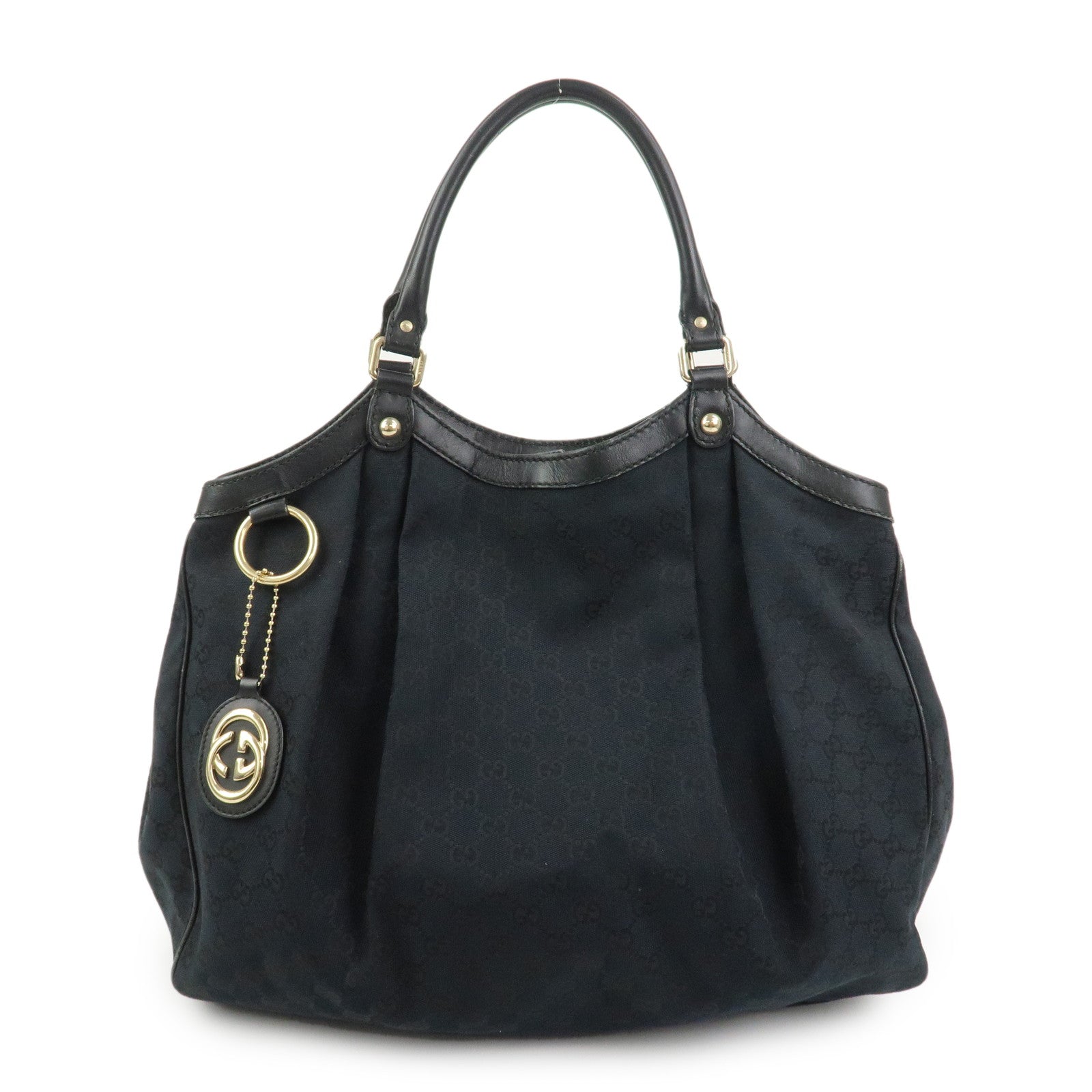 GUCCI Sukey Interlocking G GG Canvas Leather Shoulder Bag 211943