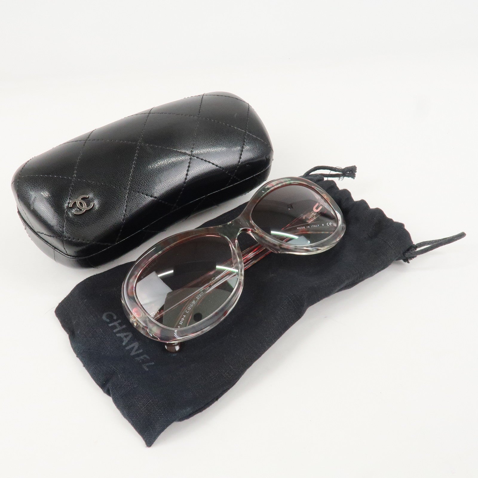 CHANEL COCO Mark Plastic Sunglasses 57□17 Multicolor 5219-A Used