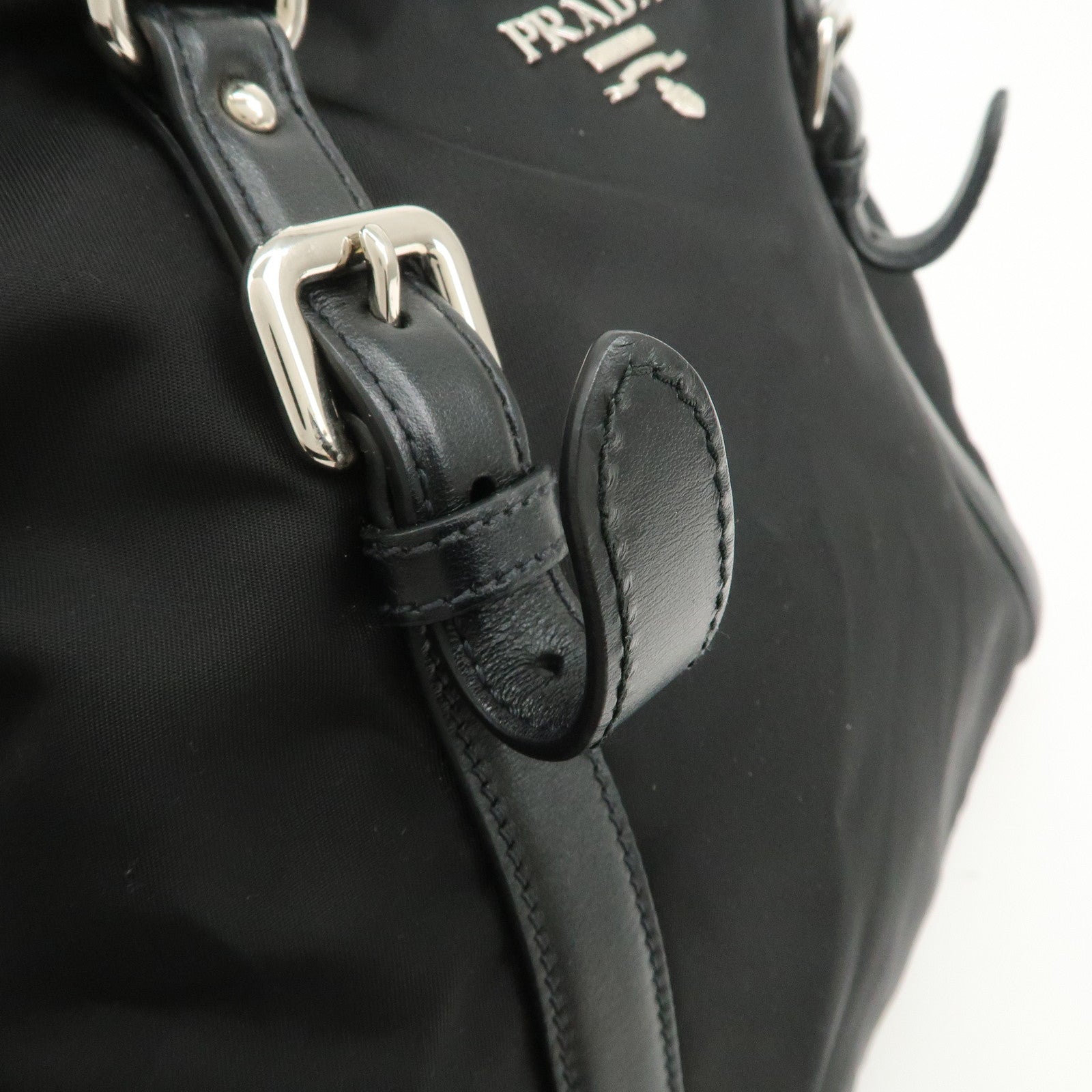 PRADA Nylon Leather 2Way Bag Hand Bag Shoulder Bag Black 1BB912