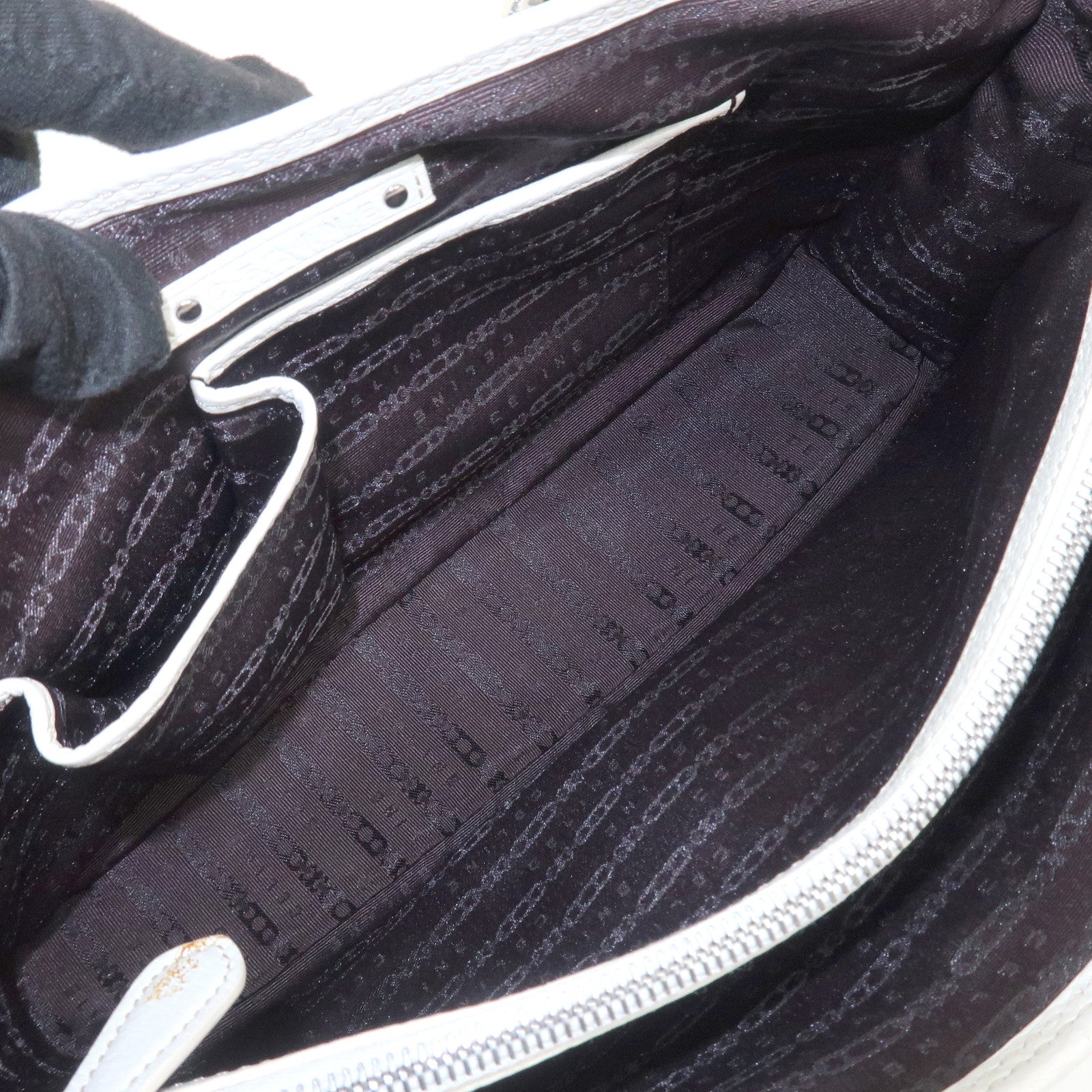 CELINE Macadam Canvas Leather Boogie Bag Hand Bag Light Blue White