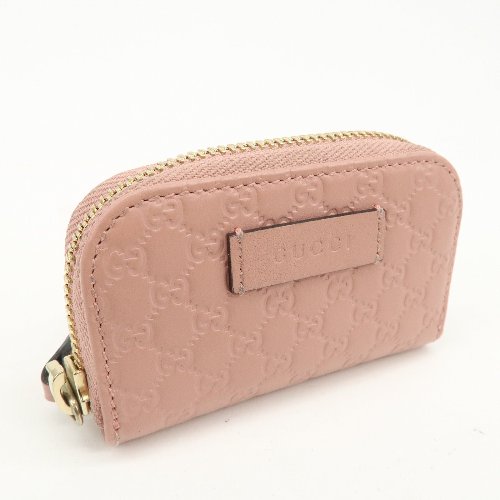 GUCCI Micro Guccissima Leather Coin Case Coin Purse Pink 449896