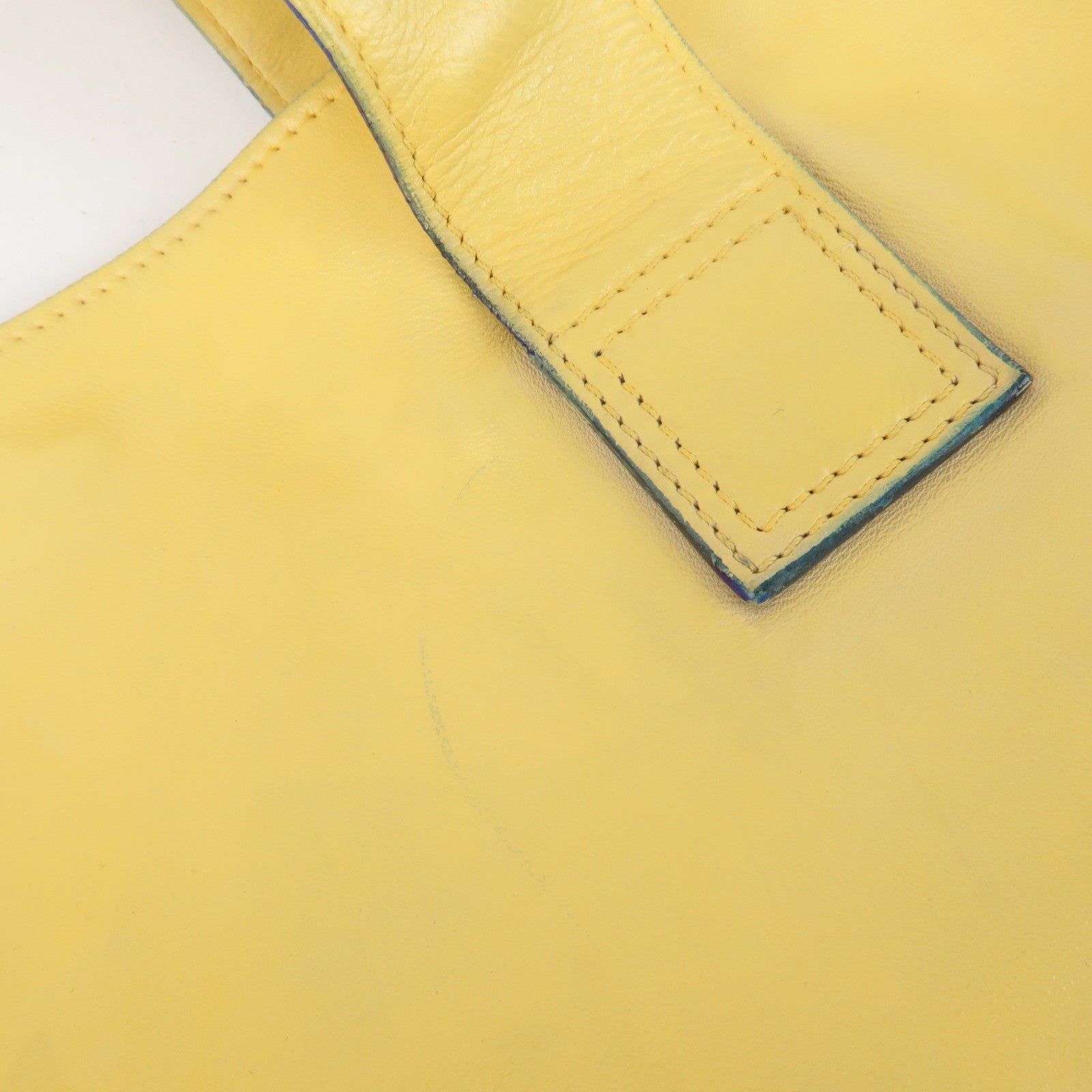 CHANEL COCO Mark Lamb Skin 2Way Bag Tote Bag Yellow Used