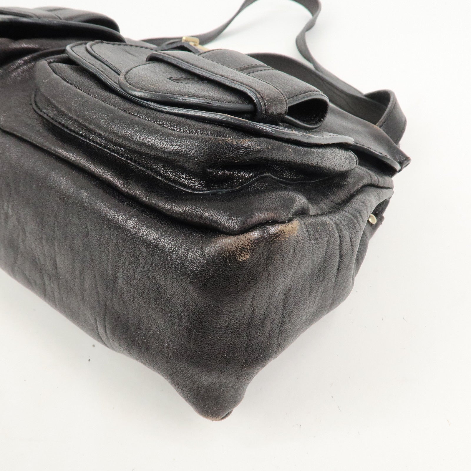 Chloe Leather Saskia 2Way Bag Hand Bag Shoulder Bag Black