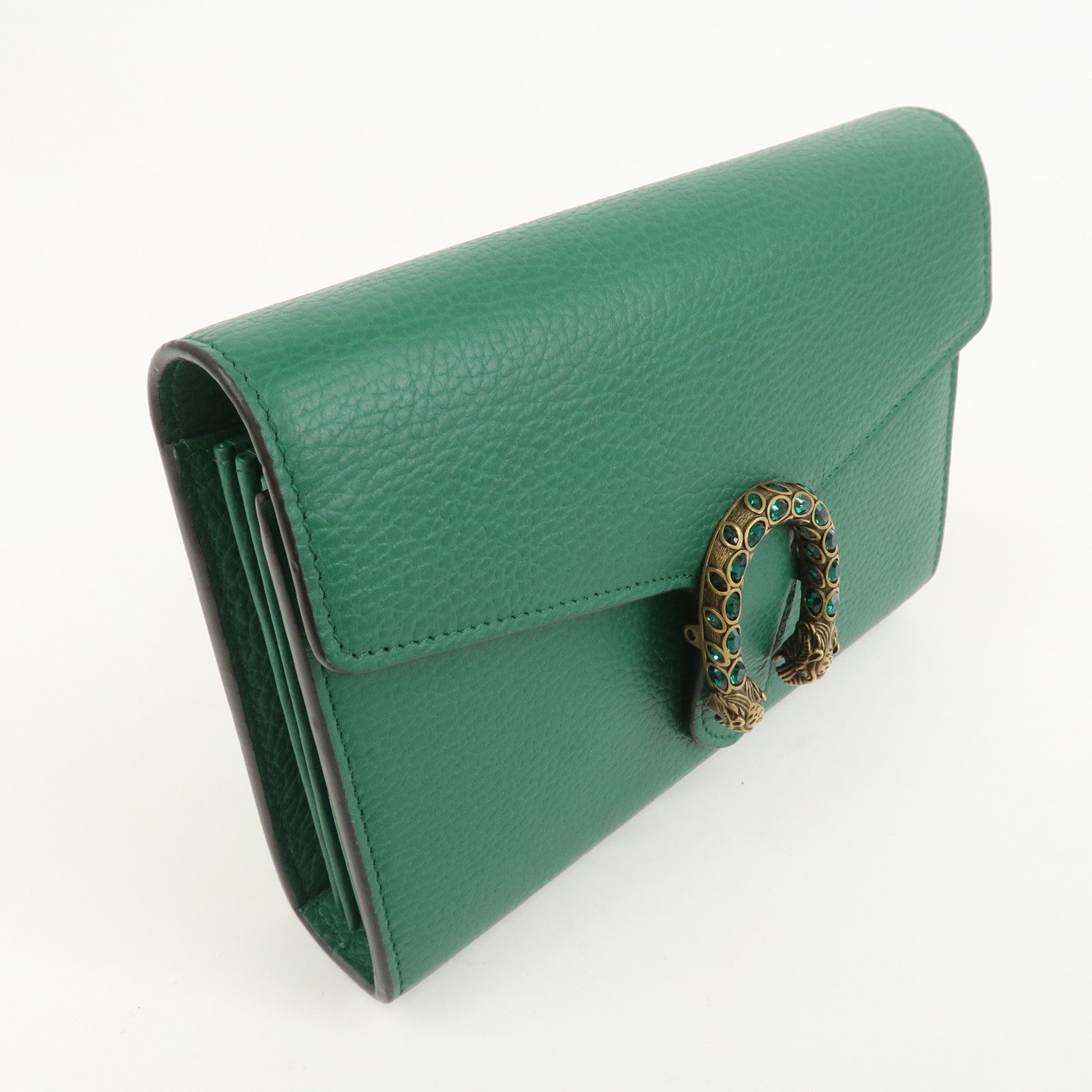 GUCCI Dionysus Leather Chain Wallet Shoulder Bag Green 401231