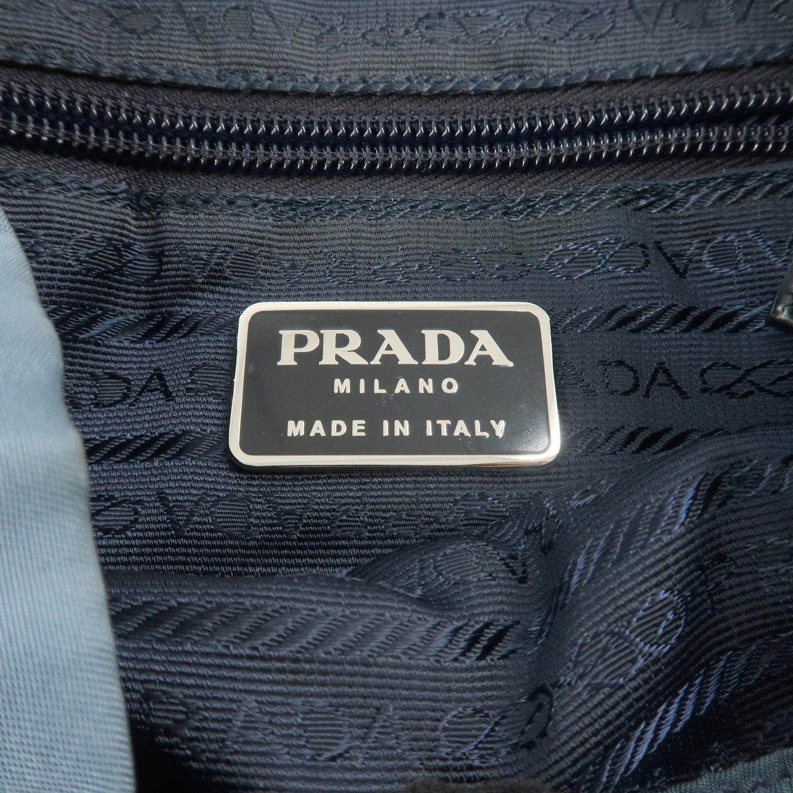PRADA Triangle Logo Nylon Leather Backpack Rucksack Blue B6677F