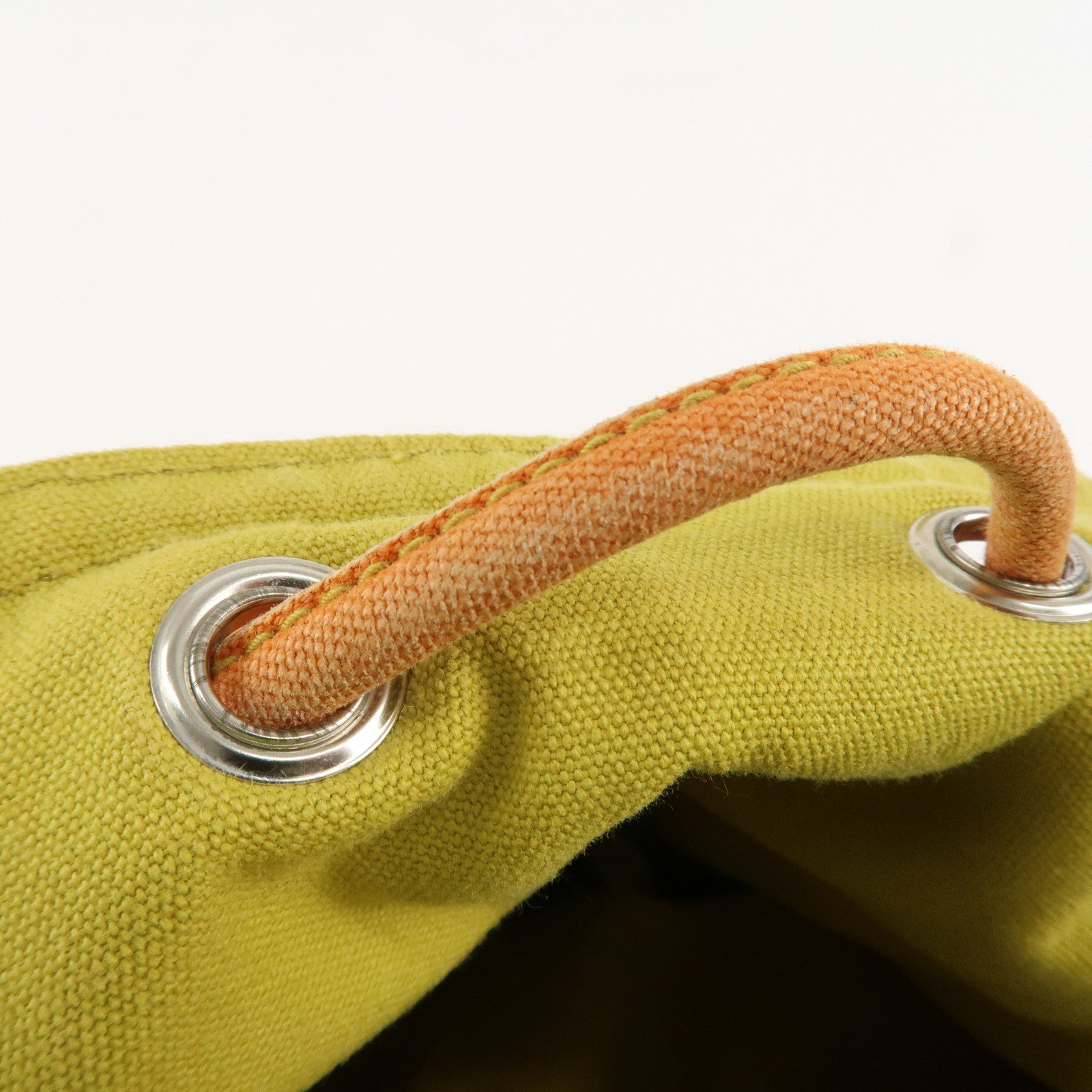 HERMES Leather Canvas Leather Porochon Mimil PM Shoulder Bag Orange Used