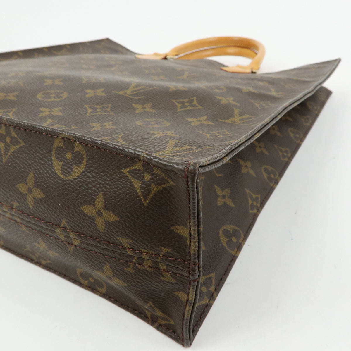 Louis Vuitton Monogram Sac Plat Tote Bag Hand Bag Brown M51140