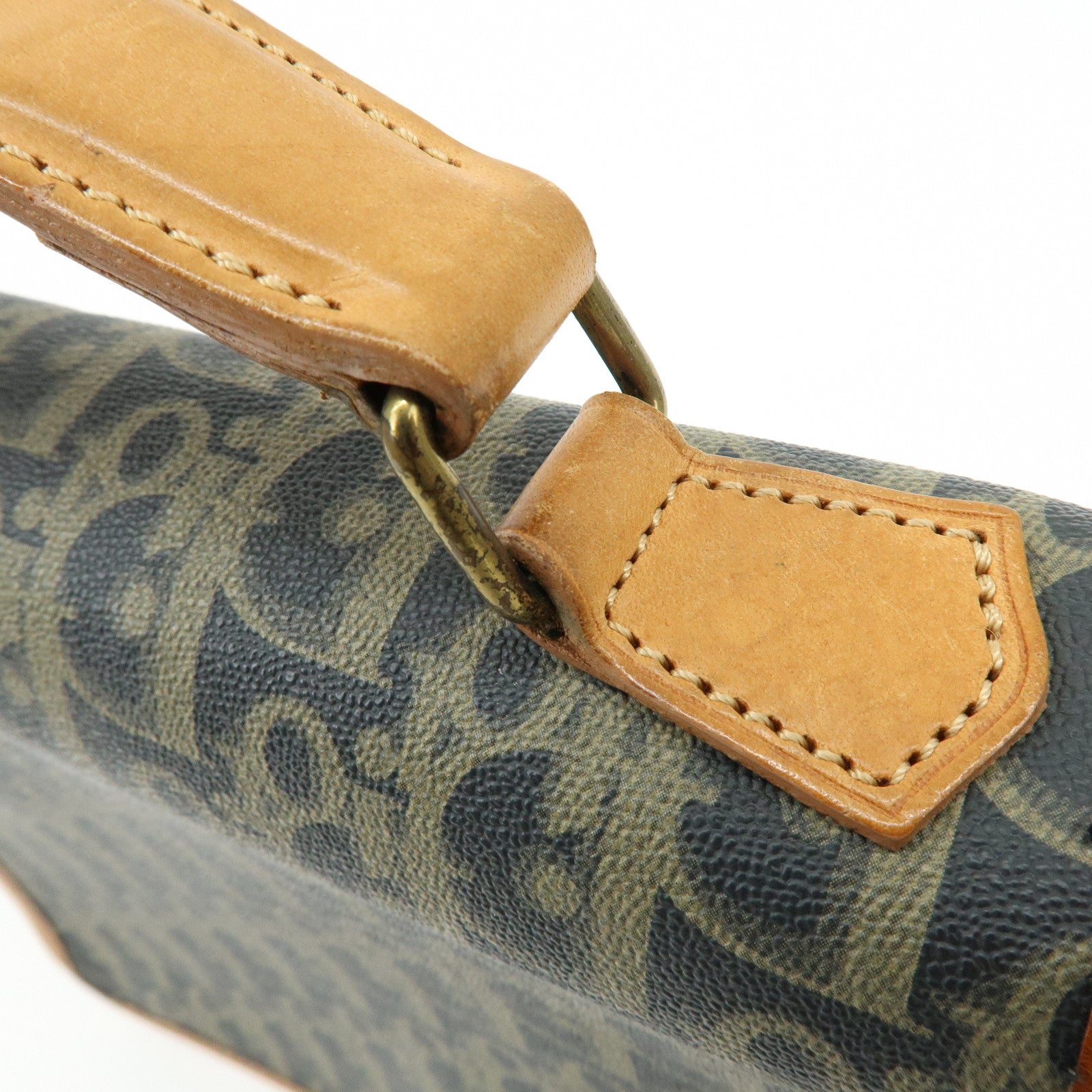 Christian Dior Trotter PVC Leather 2Way Bag Shoulder Bag Navy Brown