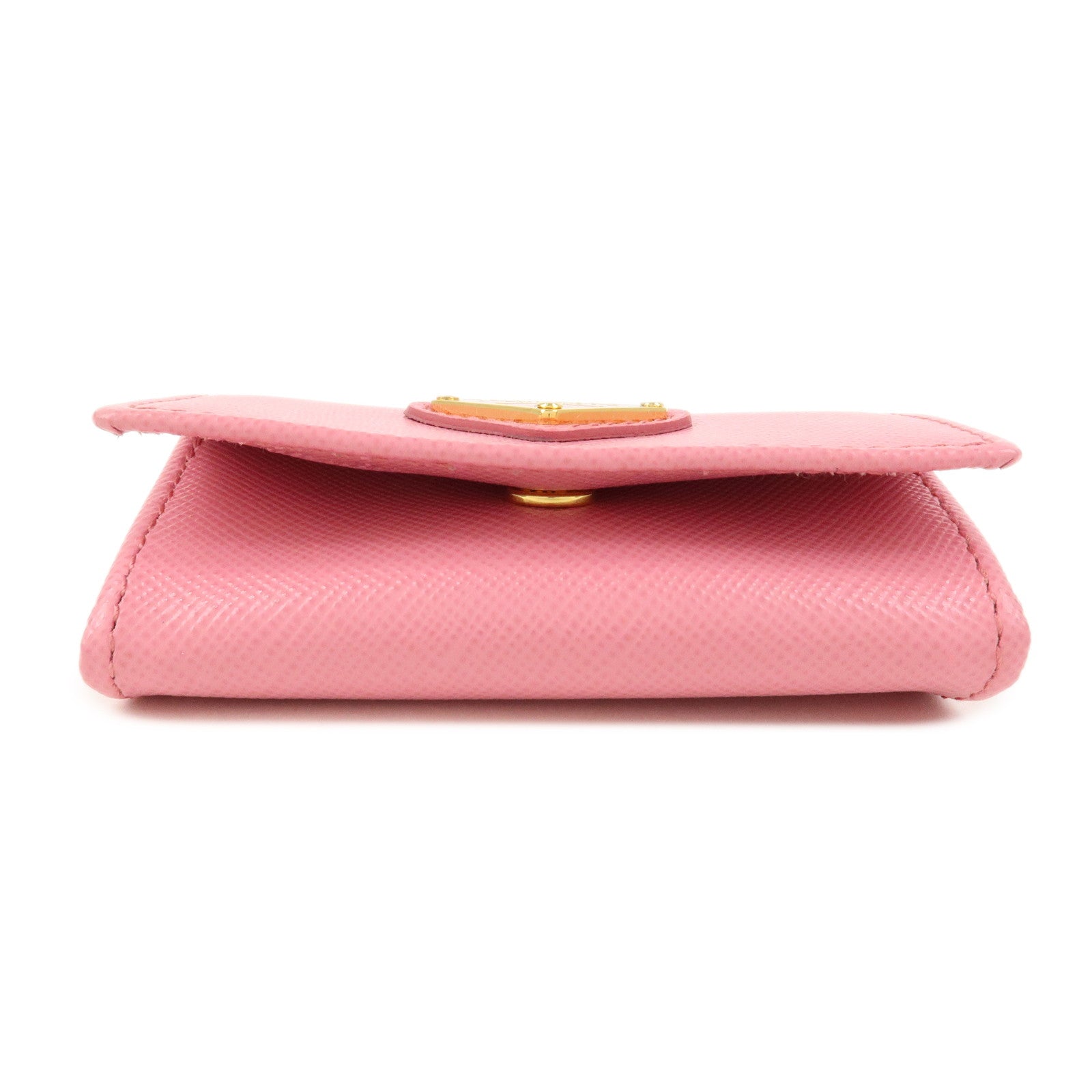 PRADA Triangle Logo Saffiano Leather Coin Case Pink 1M0935
