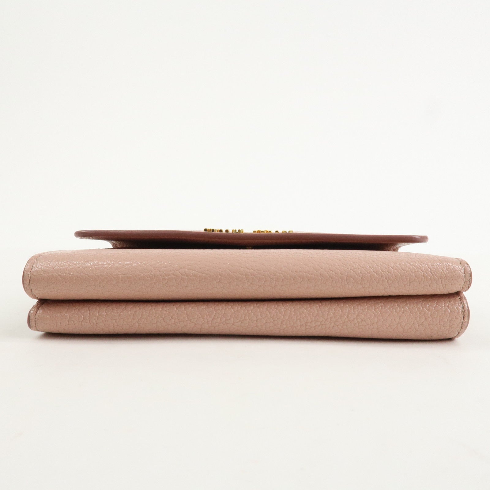 MIU MIU Leather Bi-fold Wallet Compact Wallet Pink 5ML014 Used