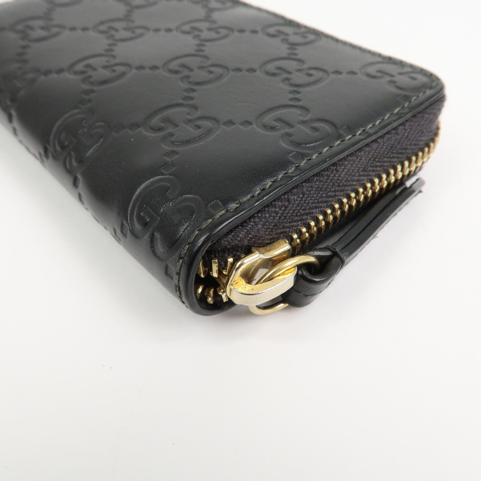 GUCCI Guccissima Leather Card Case Card Holder Black 447939