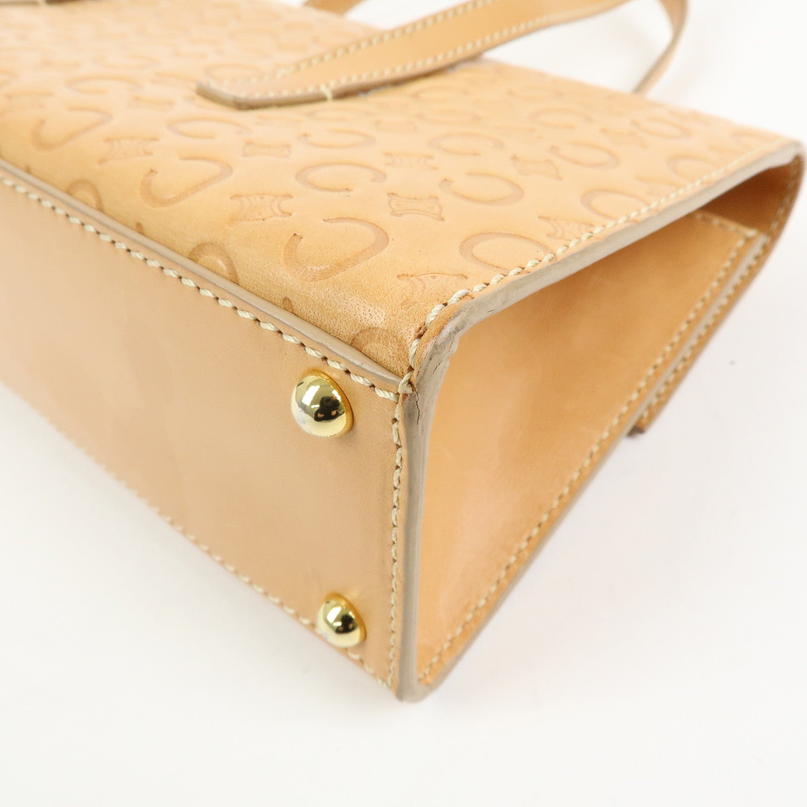 CELINE C Macadam Leather Shoulder Bag Hand Bag Light Brown