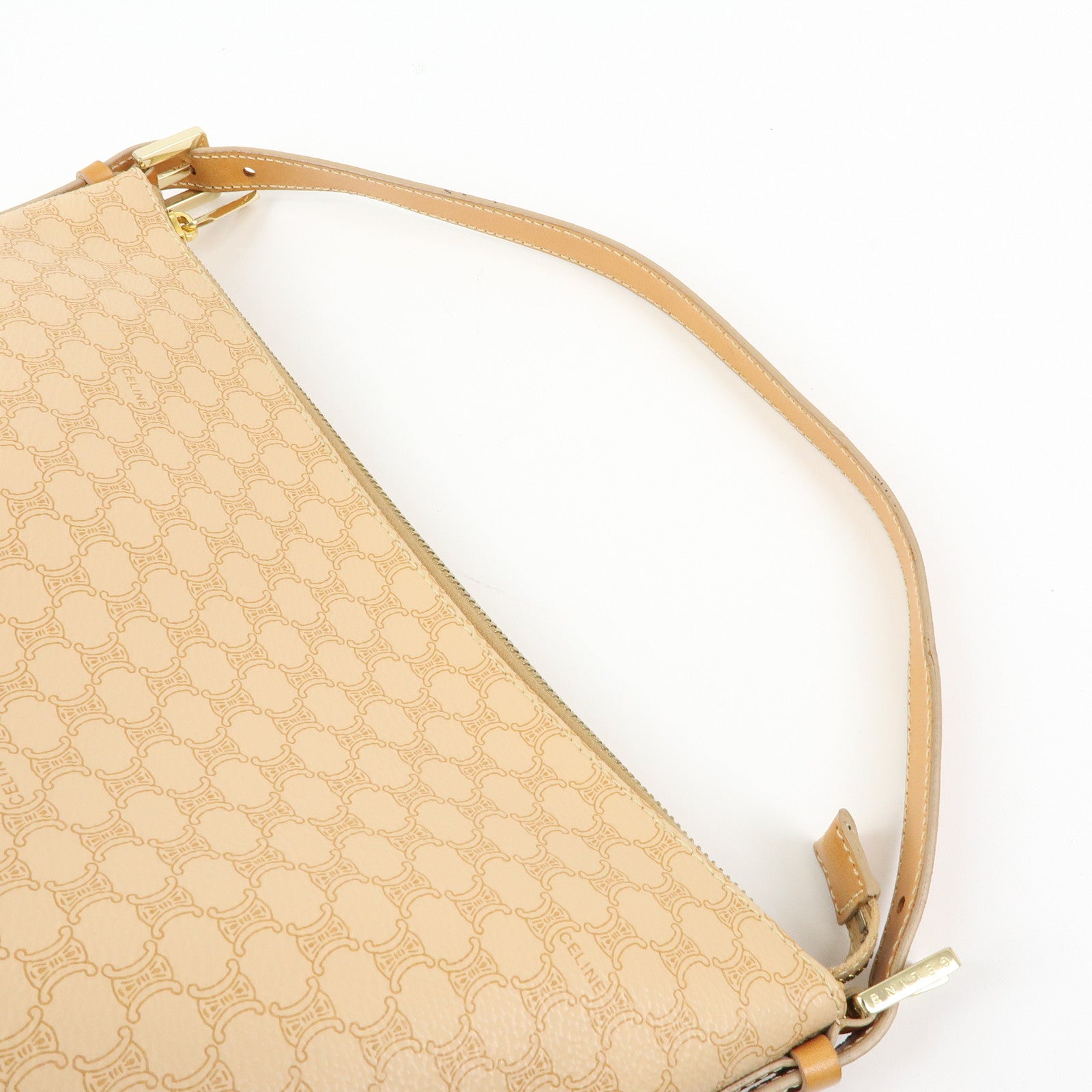 CELINE Macadam PVC Leather Hand Bag Shoulder Bag Beige