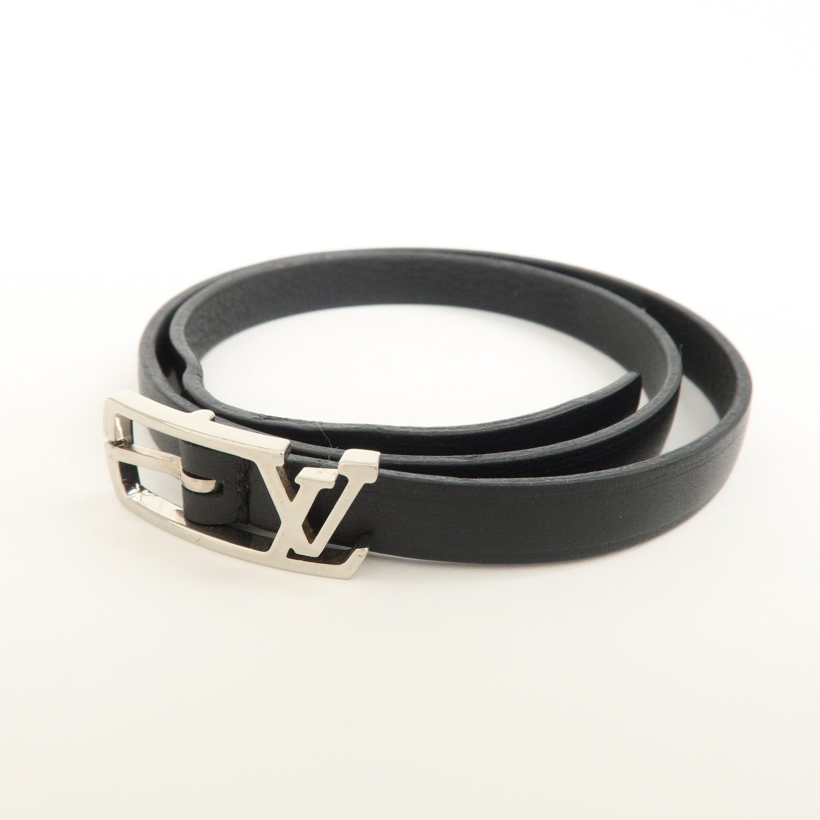 Louis Vuitton Leather Neogram Double Bracelet Black M6257D