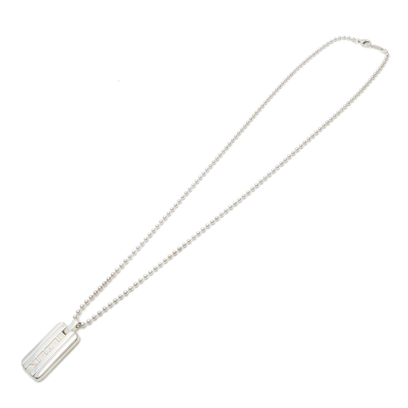 Tiffany & Co Atlas Plate Ball Chain Necklace SV925 Silver