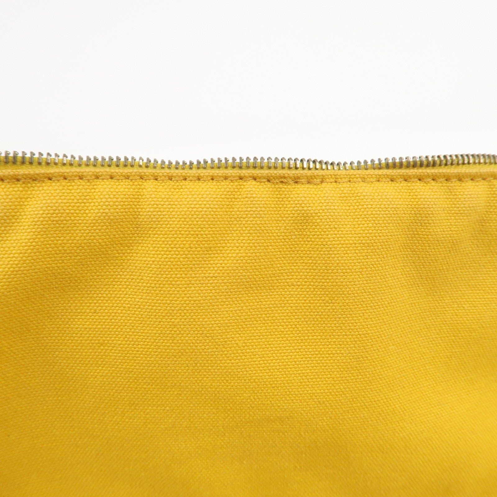 HERMES Bolide Pouch GM Canvas Leather Cosmetic Pouch Yellow