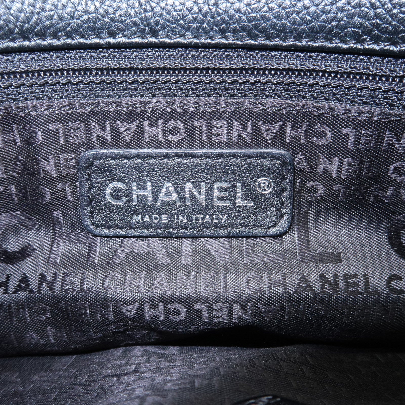 CHANEL 2.55 Caviarskin Executive Tote Bag Hand Bag Black
