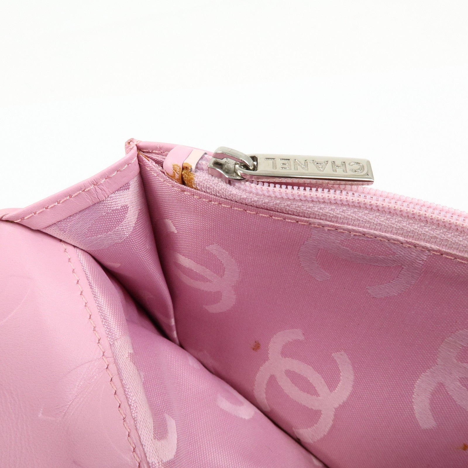 CHANEL Cambon Line COCO Mark Lambskin Long Wallet Pink A26717