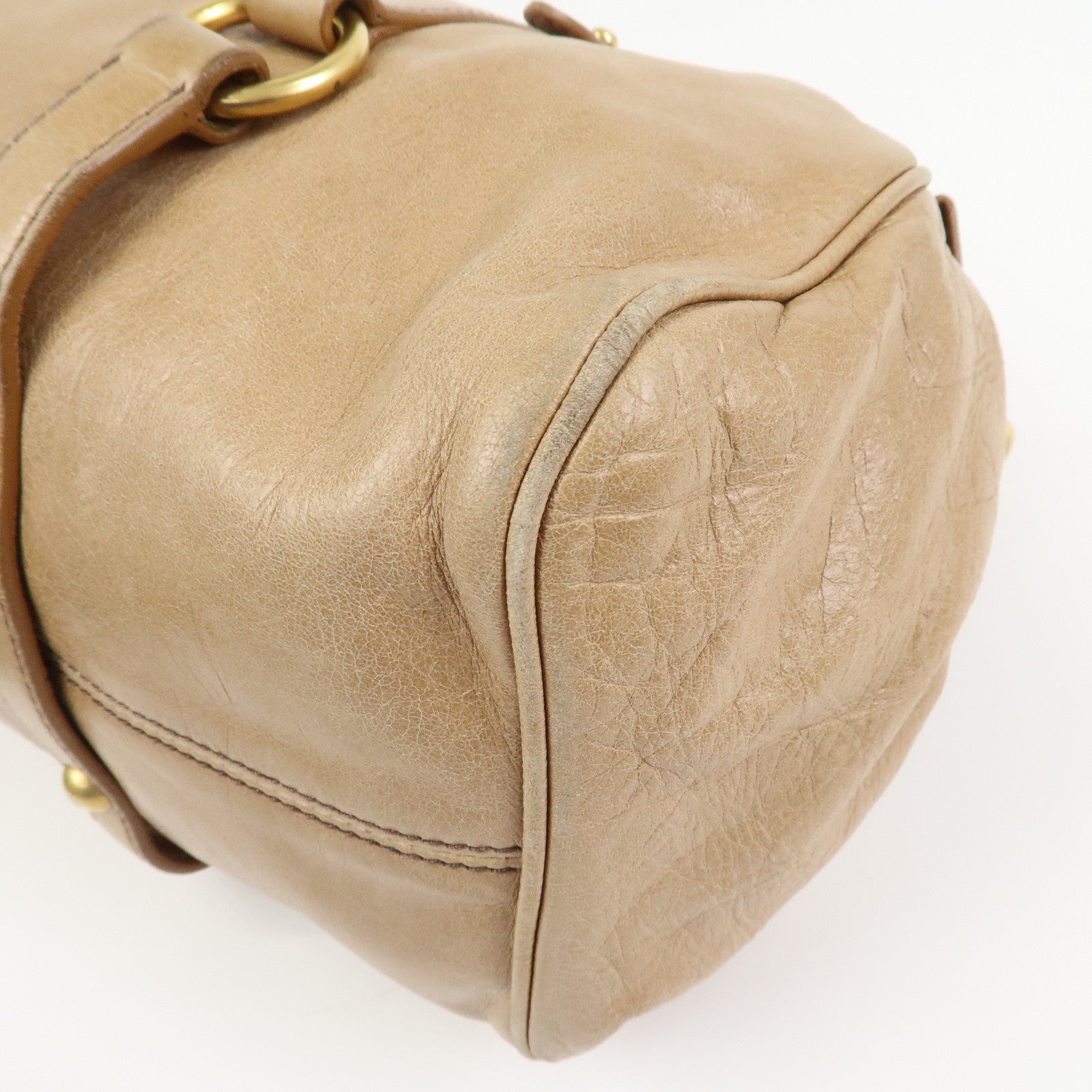 MIU MIU Side Ribbon Leather 2Way Hand Shoulder Bag Brown RT0438