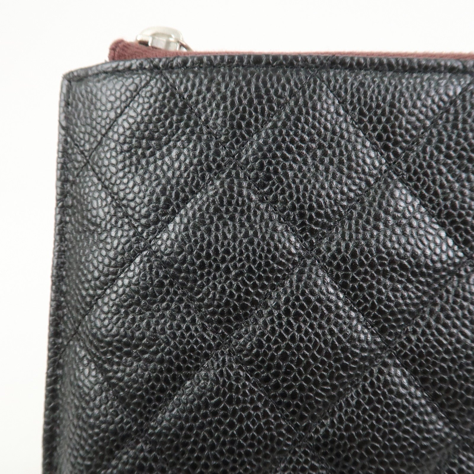 CHANEL COCO Mark Caviarskin Matelasse Clutch Bag Black A82388