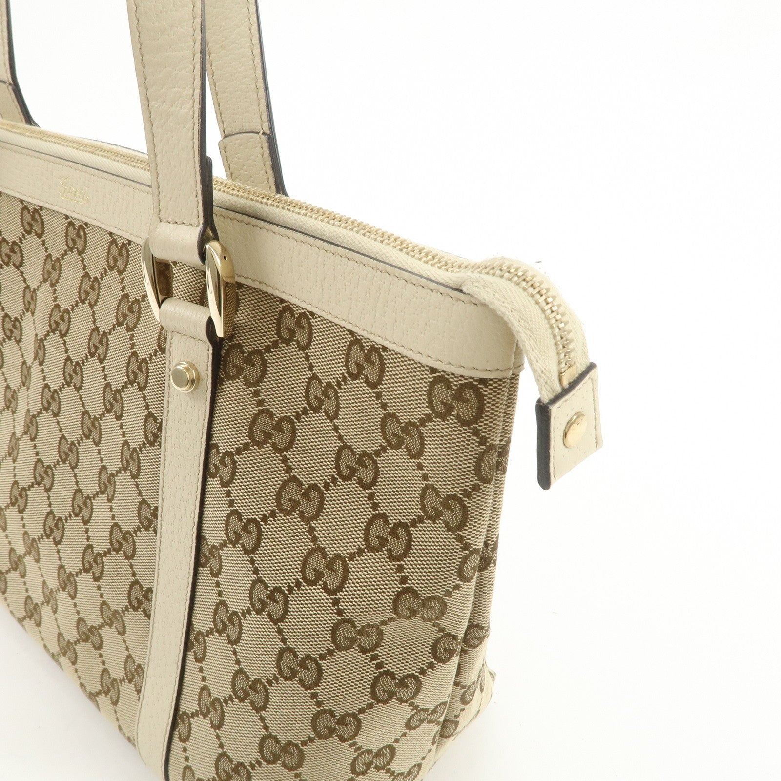 GUCCI Abbey GG Canvas Leather Tote Bag Shoulder Bag Brown 141470