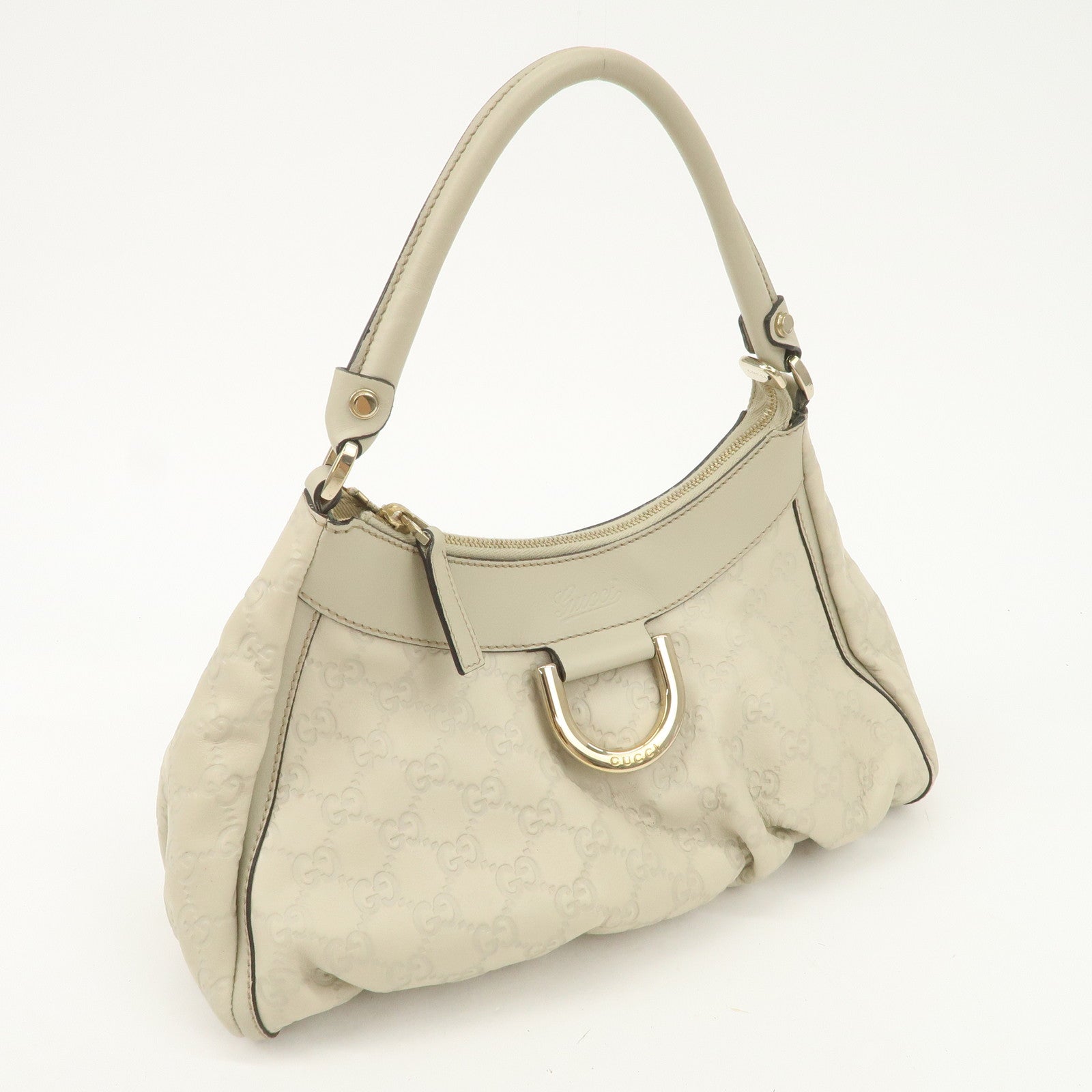 GUCCI Abbey Guccissima Leather Shoulder Bag Hand Bag Ivory 190525 Used