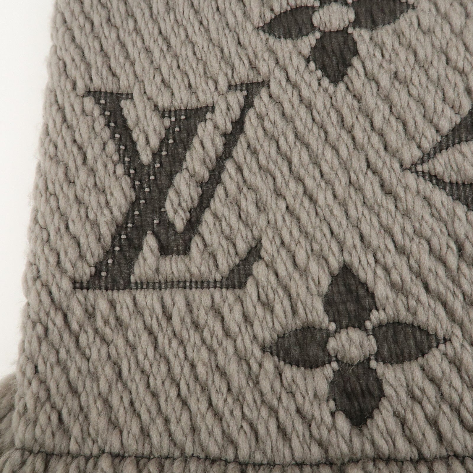 Louis Vuitton Echarpe Logomania Wool Silk Scarf Gray 413287