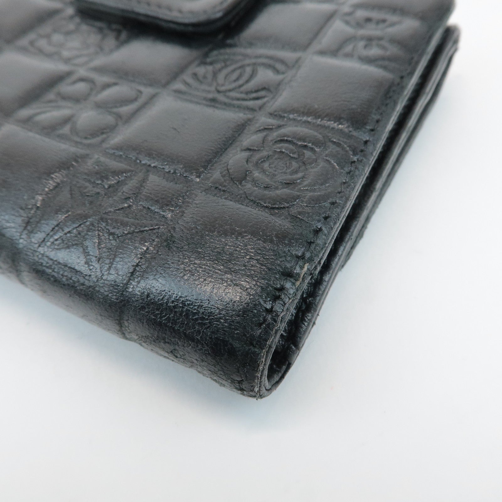 CHANEL COCO Mark Double Hook Compact Wallet Black 9837165 Used