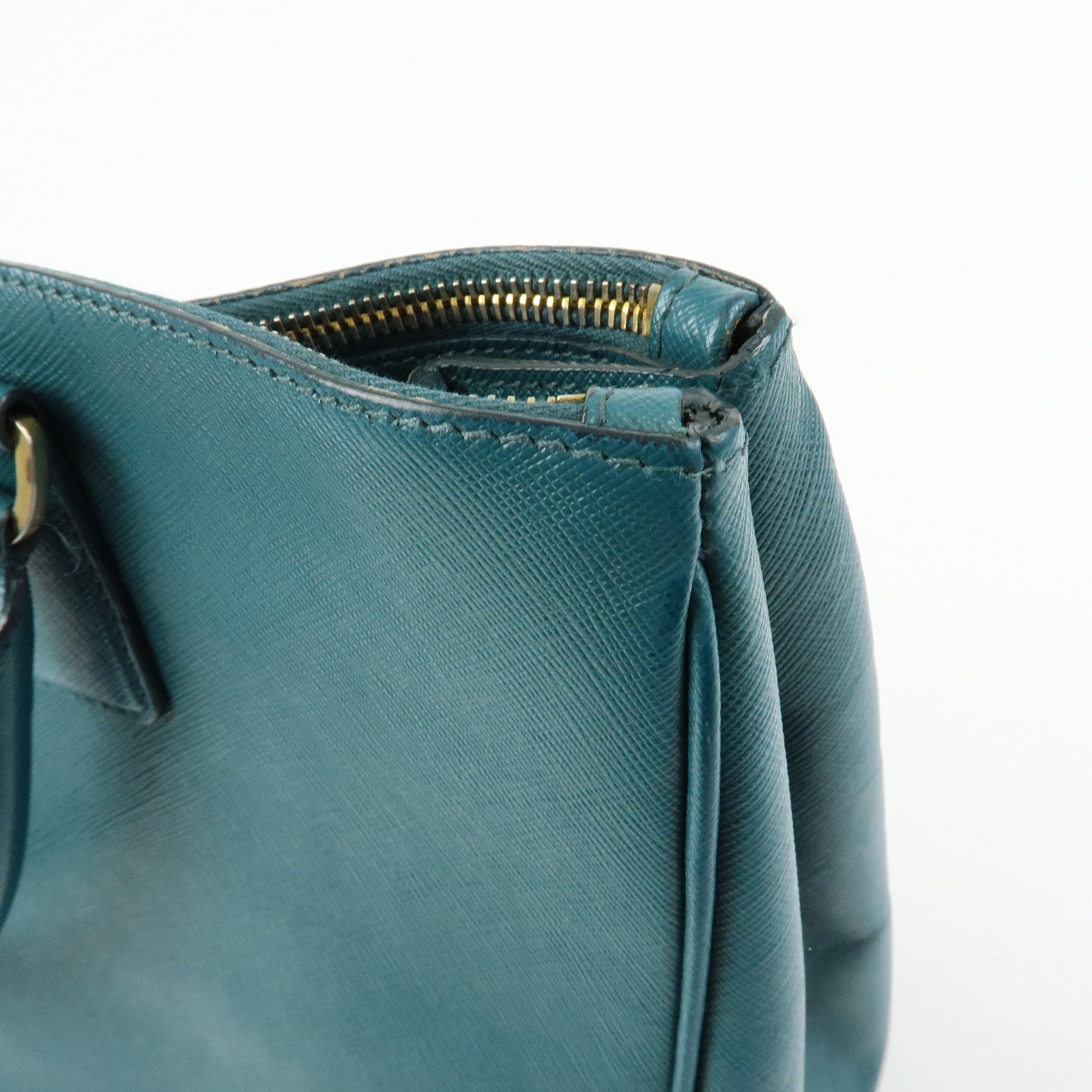 PRADA Triangle Logo Galleria Saffiano Leather Tote Hand Bag Green