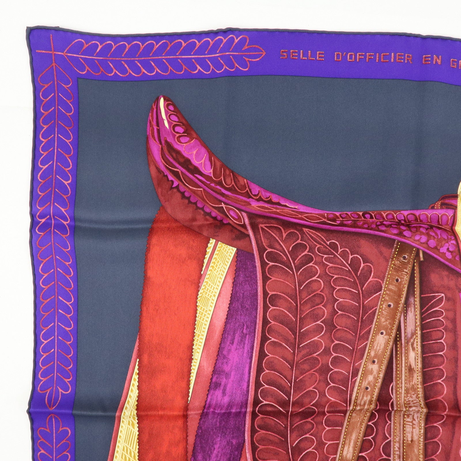 HERMES Carre 65 Set of 2 Silk 100% Scarf Black Purple Blue