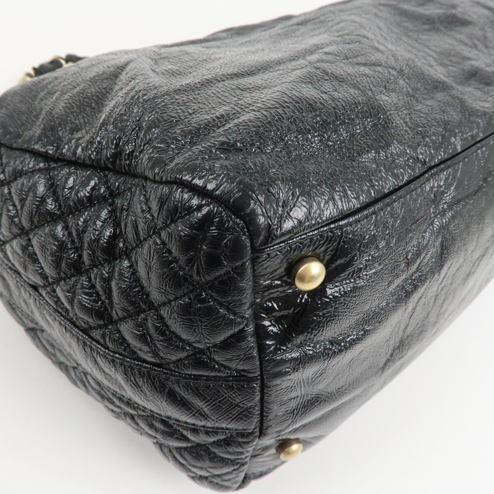 CHANEL Leather Chain Shoulder Bag Hand Bag Black Gold