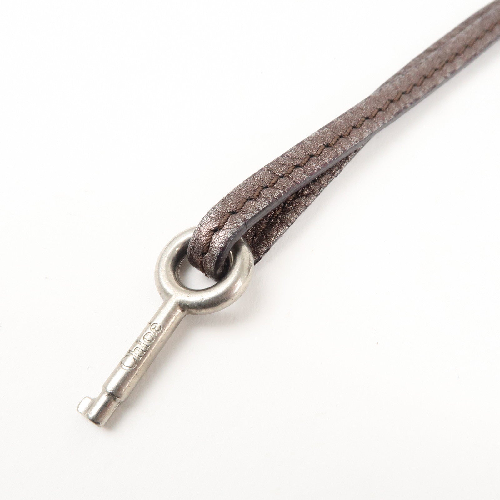 Chloe Paddington Leather Mini Bag Pouch Metallic Silver Used