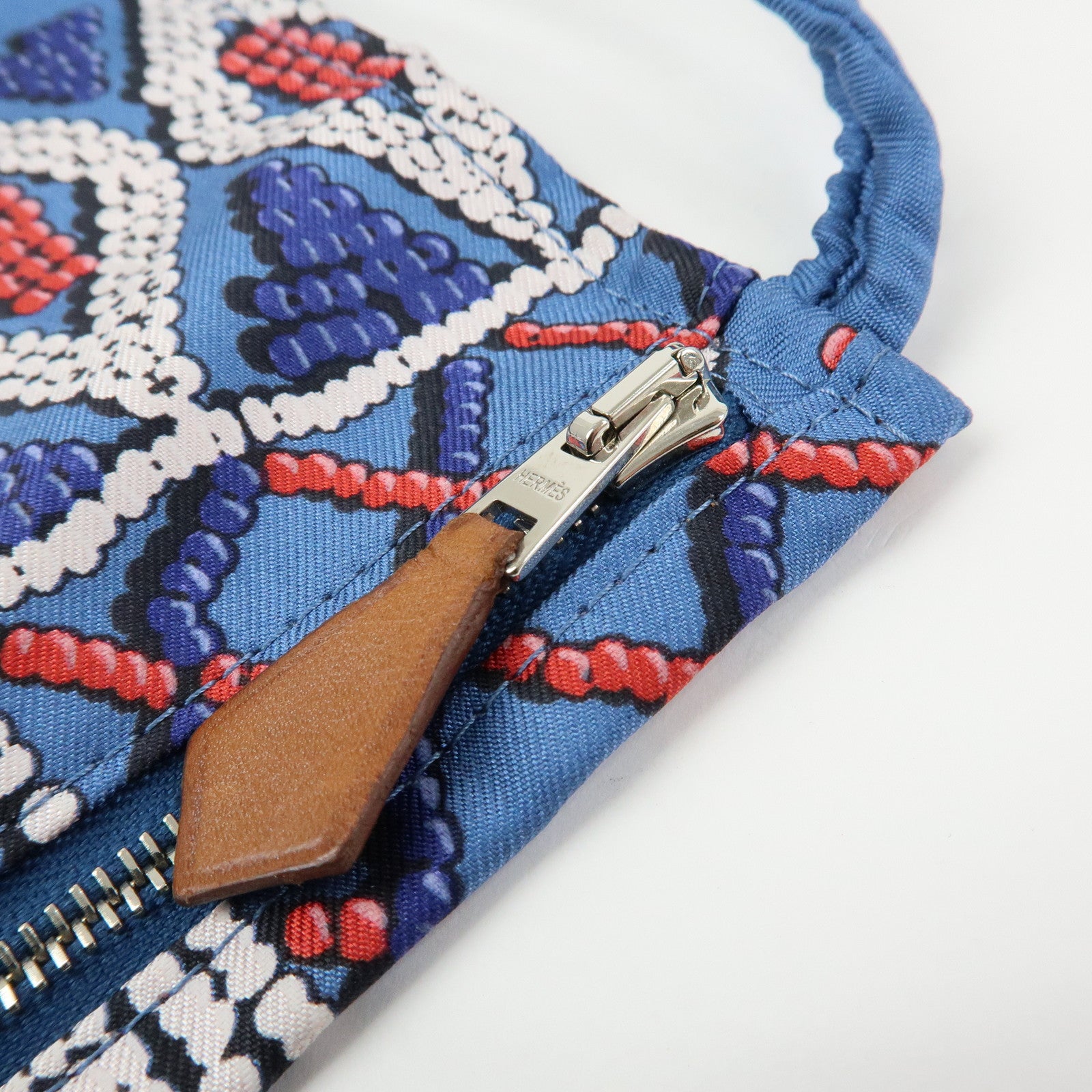 HERMS Silky City PM Silk Leather Shoulder Bag Kelly en Perles Blue