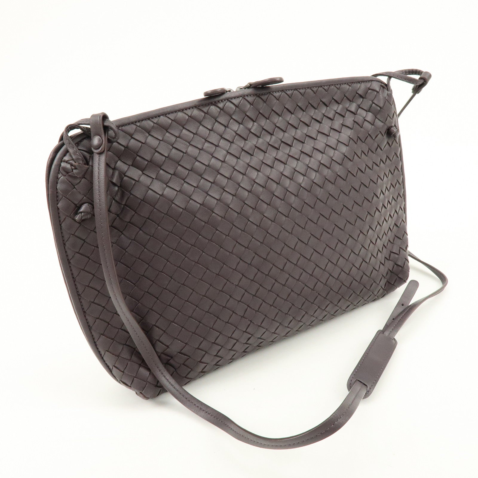 BOTTEGA VENETA Intrecciato Leather Shoulder Bag Brown 245355