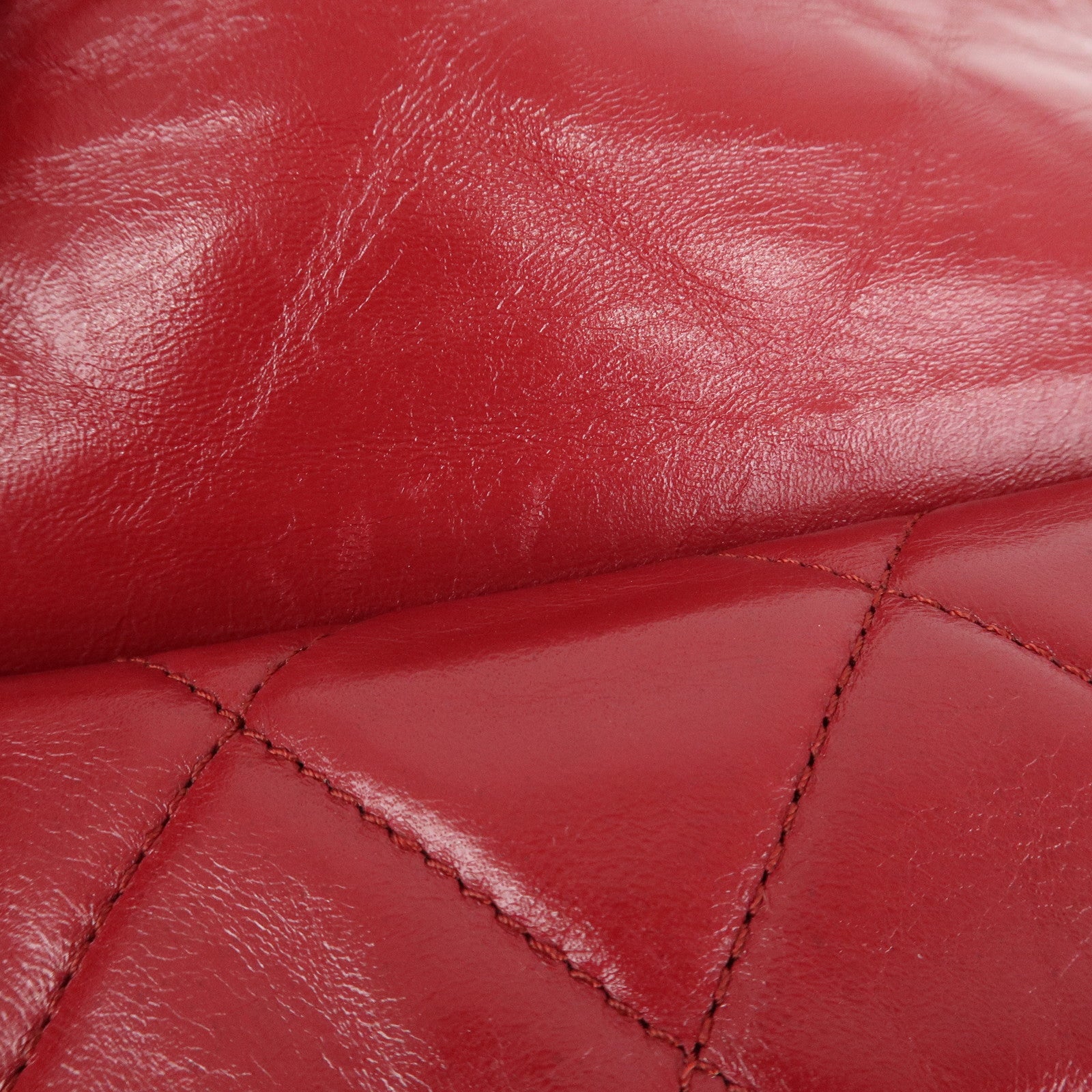 CHANEL 2.55 Lamb Skin Leather Chain Shoulder Bag Red Used
