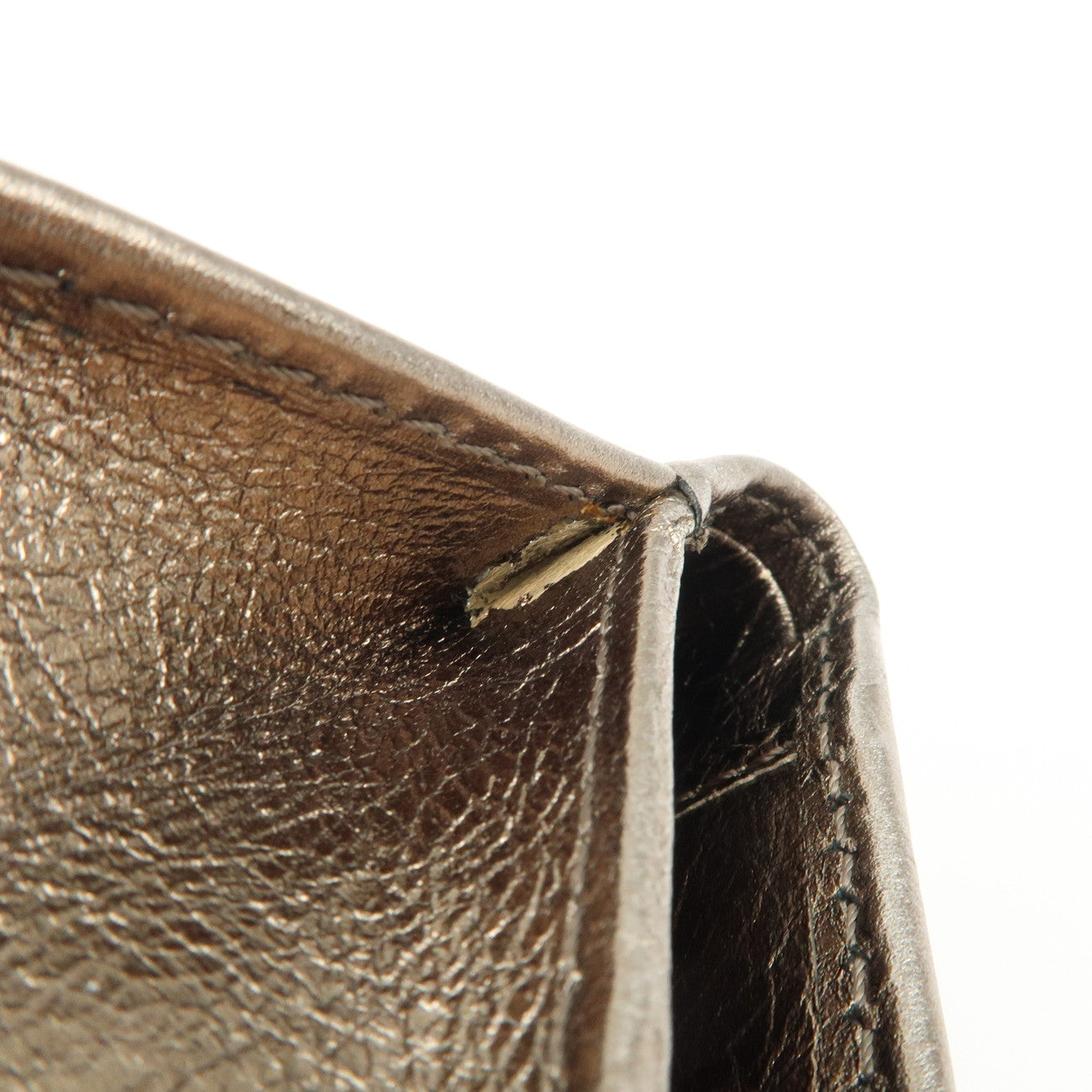 Chloe Harlee Leather Denim Bi-Fold Compact Wallet Silver Blue