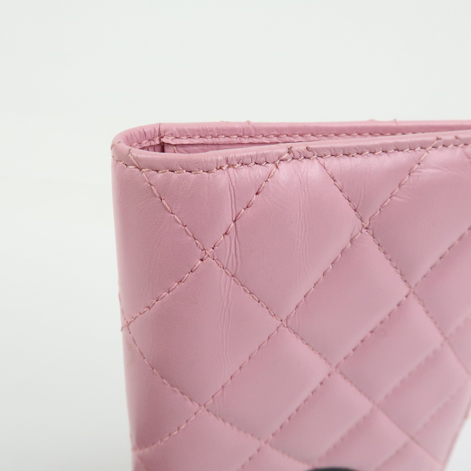 CHANEL Cambon Line COCO Mark Lambskin Long Wallet Pink A26717