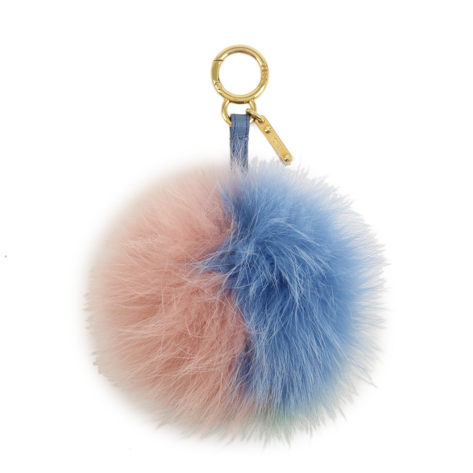 FENDI Pom Pom Fur Charm Key Chain Bag Charm Pink Green Blue 7AR259