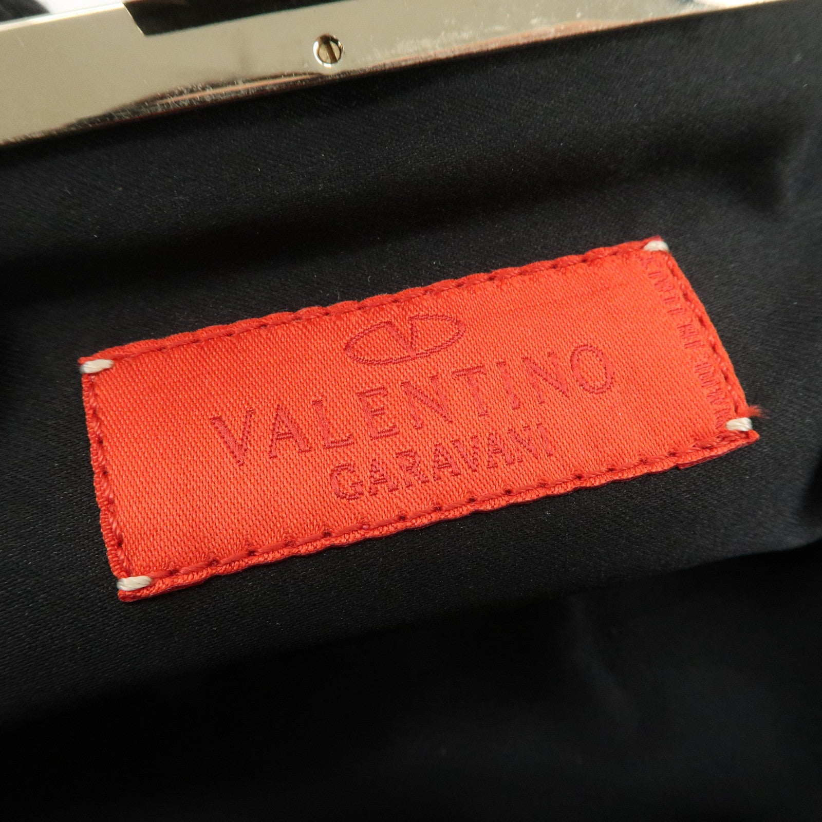 VALENTINO Silk Beads Chain Shoulder Bag Hand Bag White Black Used