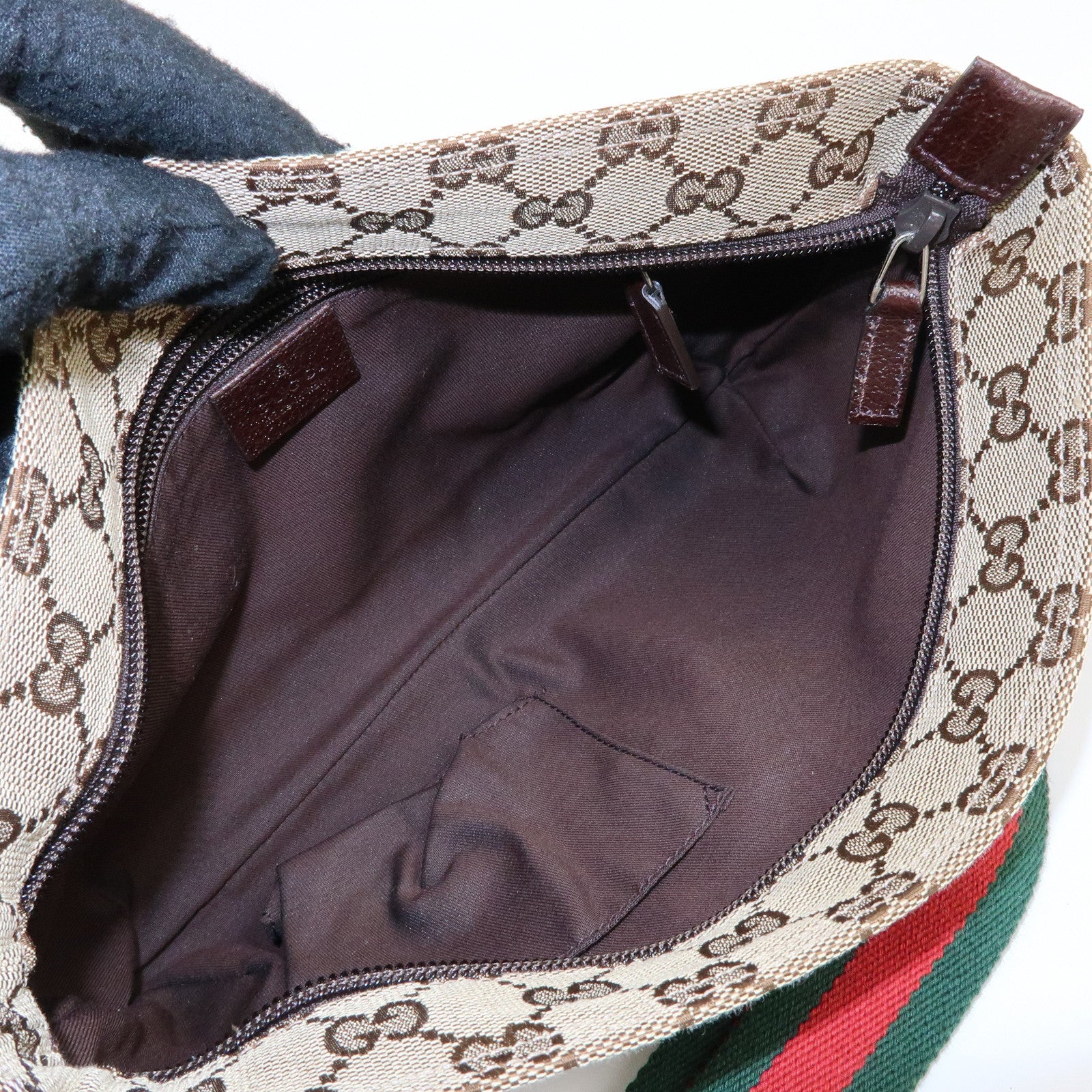 GUCCI Sherry GG Canvas Leather Shoulder Crossbody Bag Beige 189749