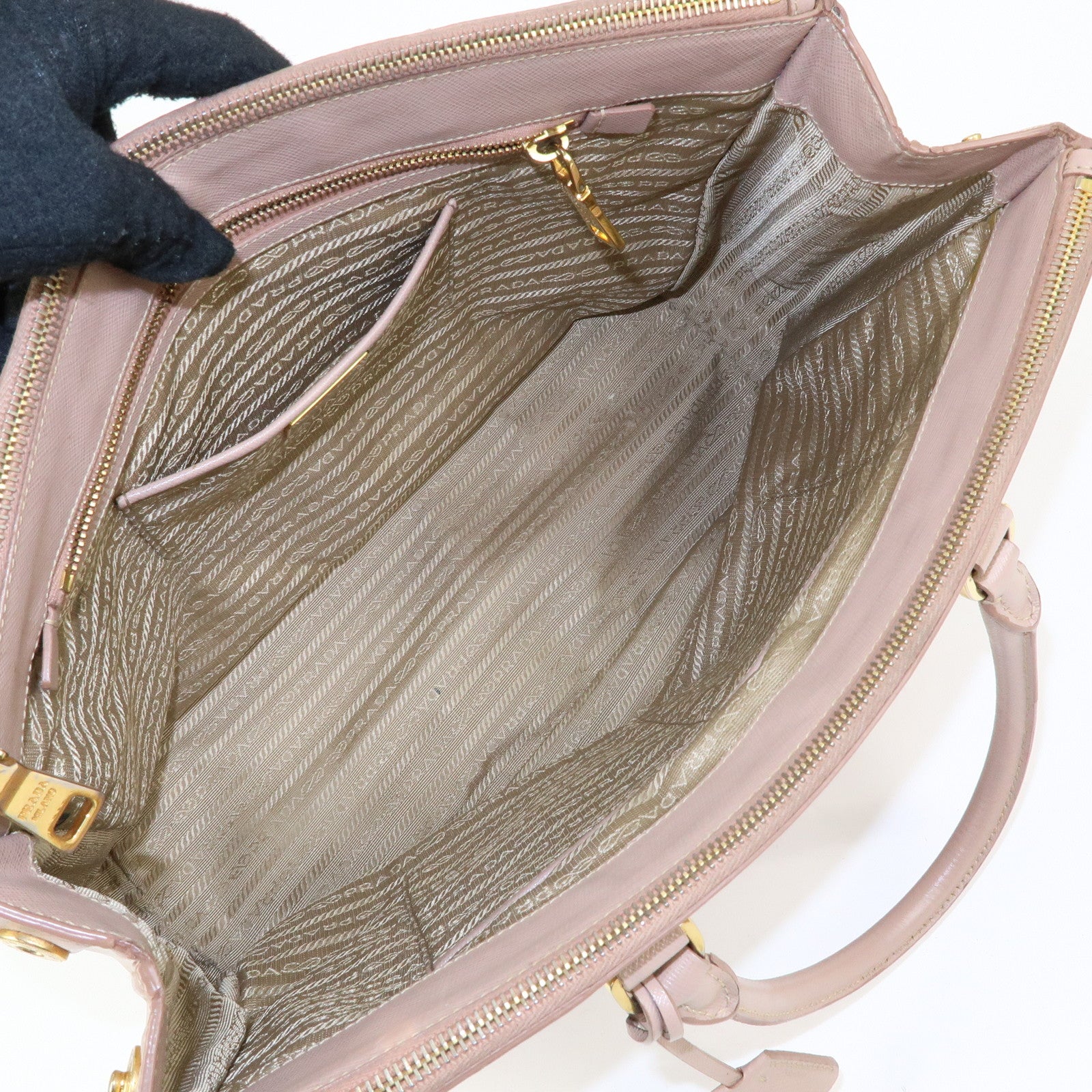 PRADA Triangle Logo Galleria Saffiano Leather Tote Hand Bag Pink