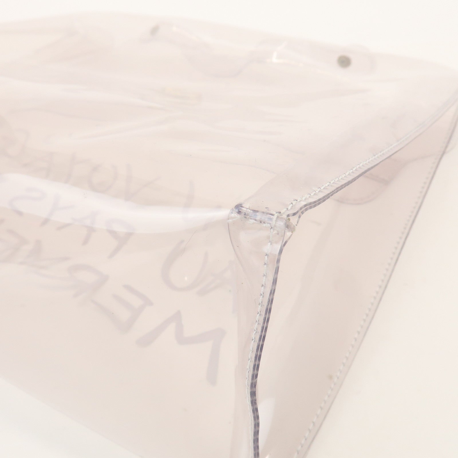 HERMES Kelly Vinyl Hand Bag Clear Gold