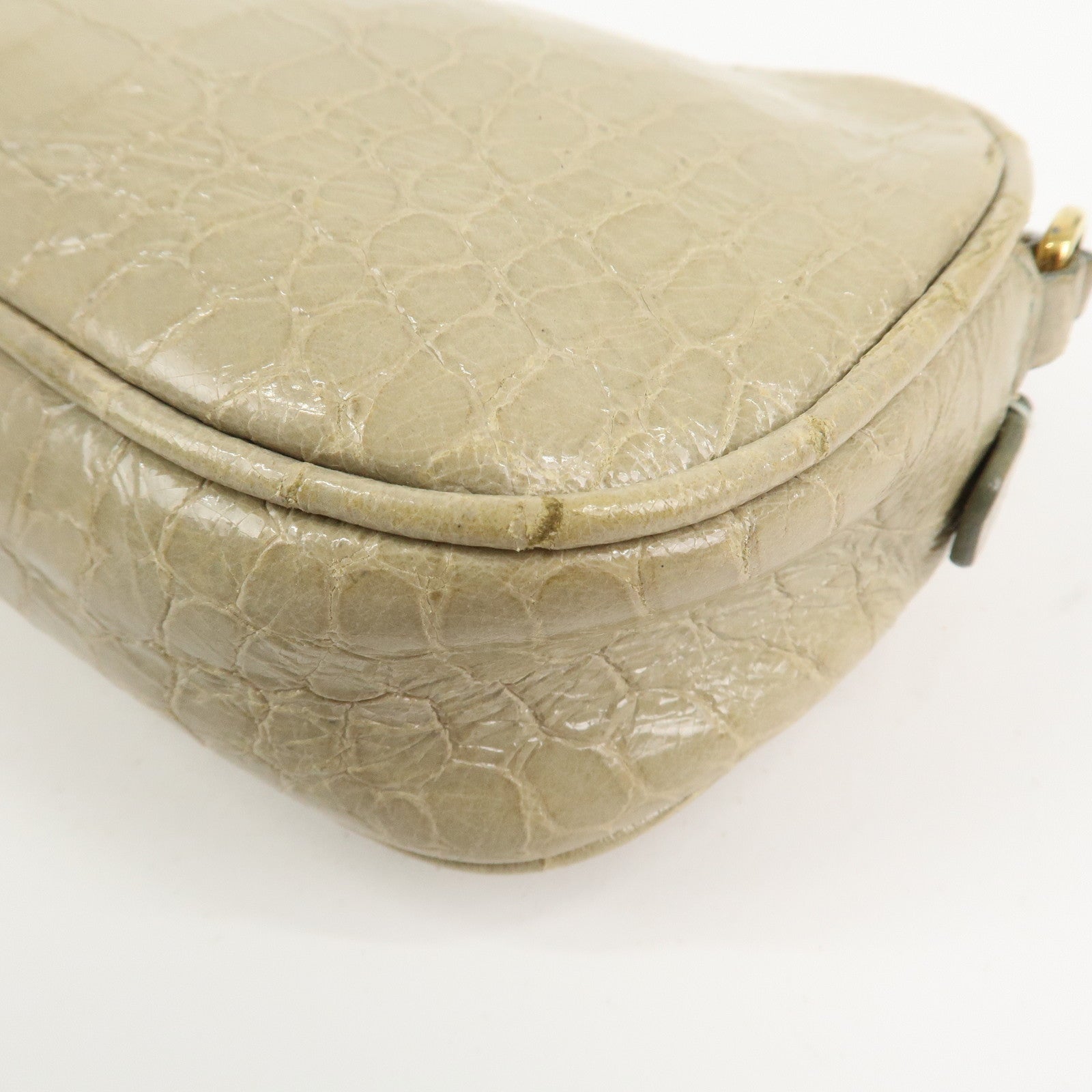 MIU MIU Patent Leather Shoulder Bag Crossbody Bag Beige 5N1477