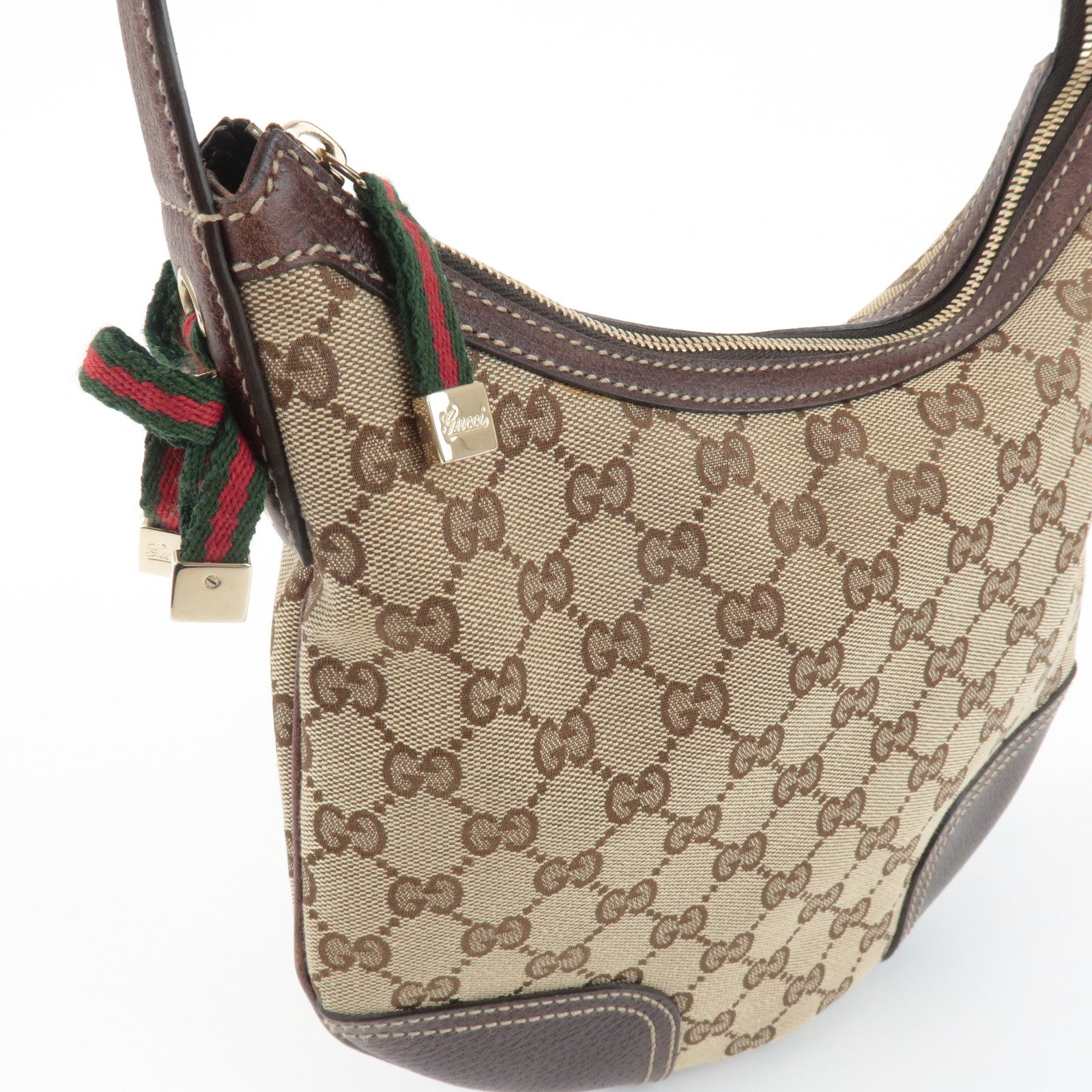 GUCCI Sherry Princy GG Canvas Leather Shoulder Bag Beige Brown 162895 Used