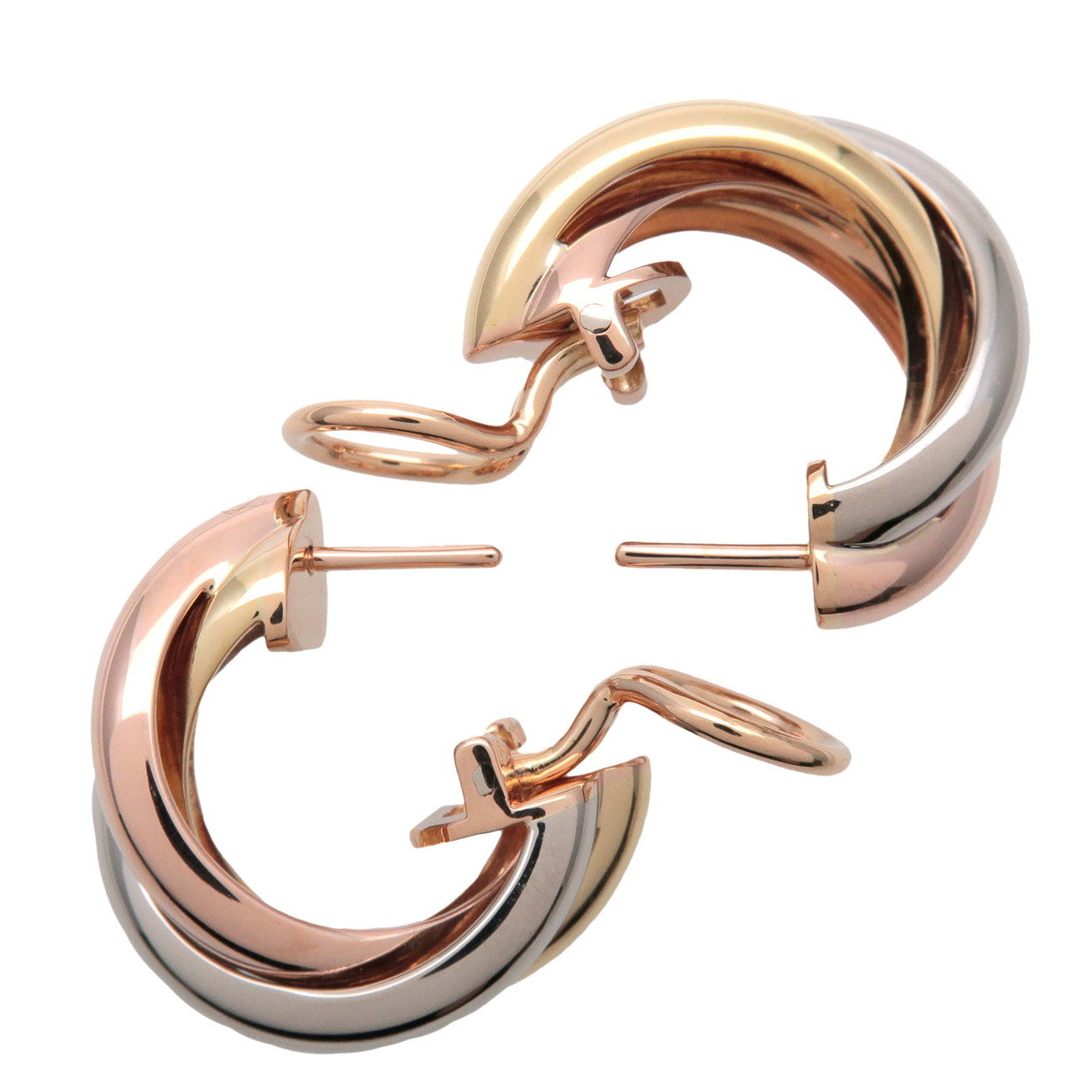 Cartier Trinity Earrings K18 750 White Gold Rose Gold Yellow Gold