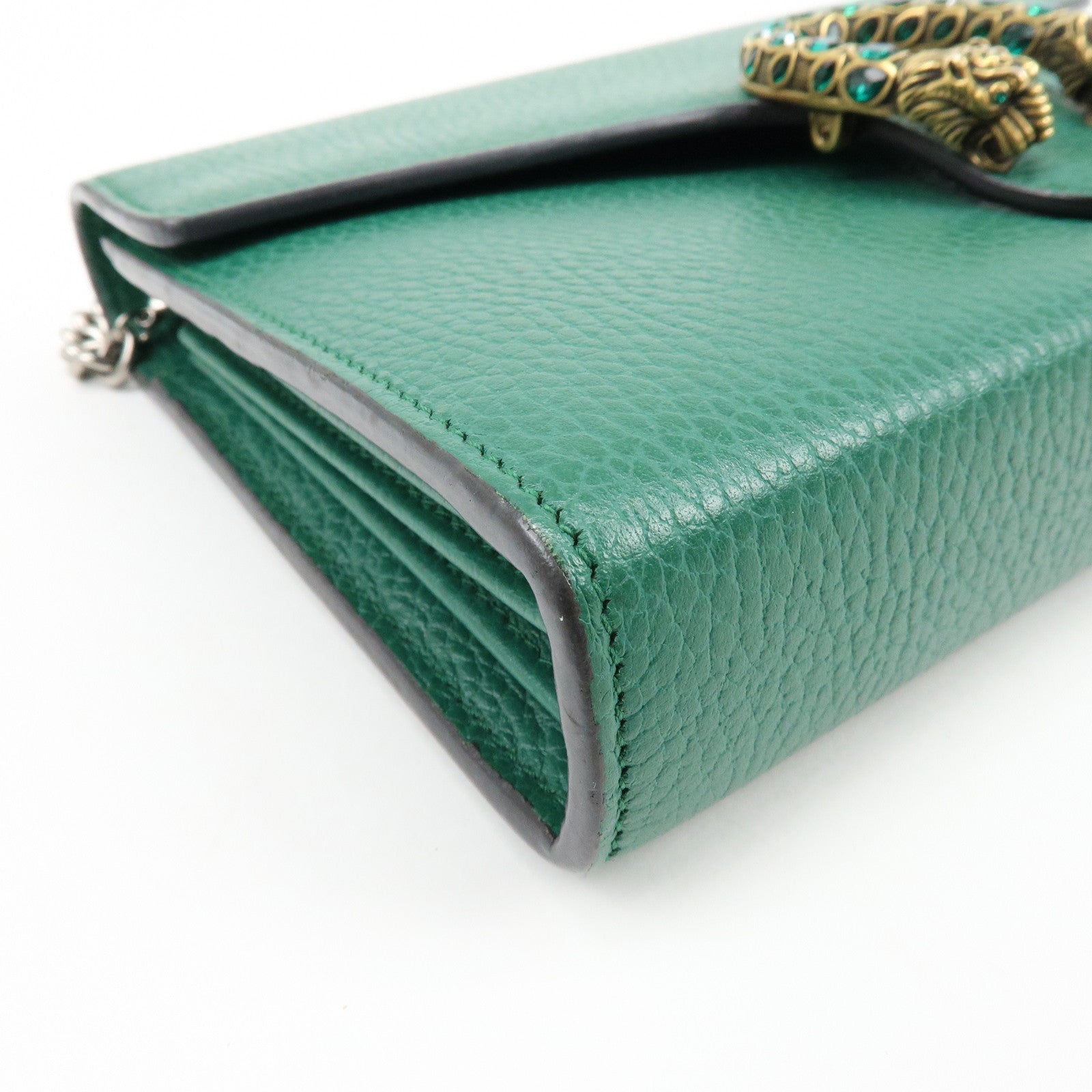 GUCCI Dionysus Leather Chain Shoulder Bag Wallet Green 401231