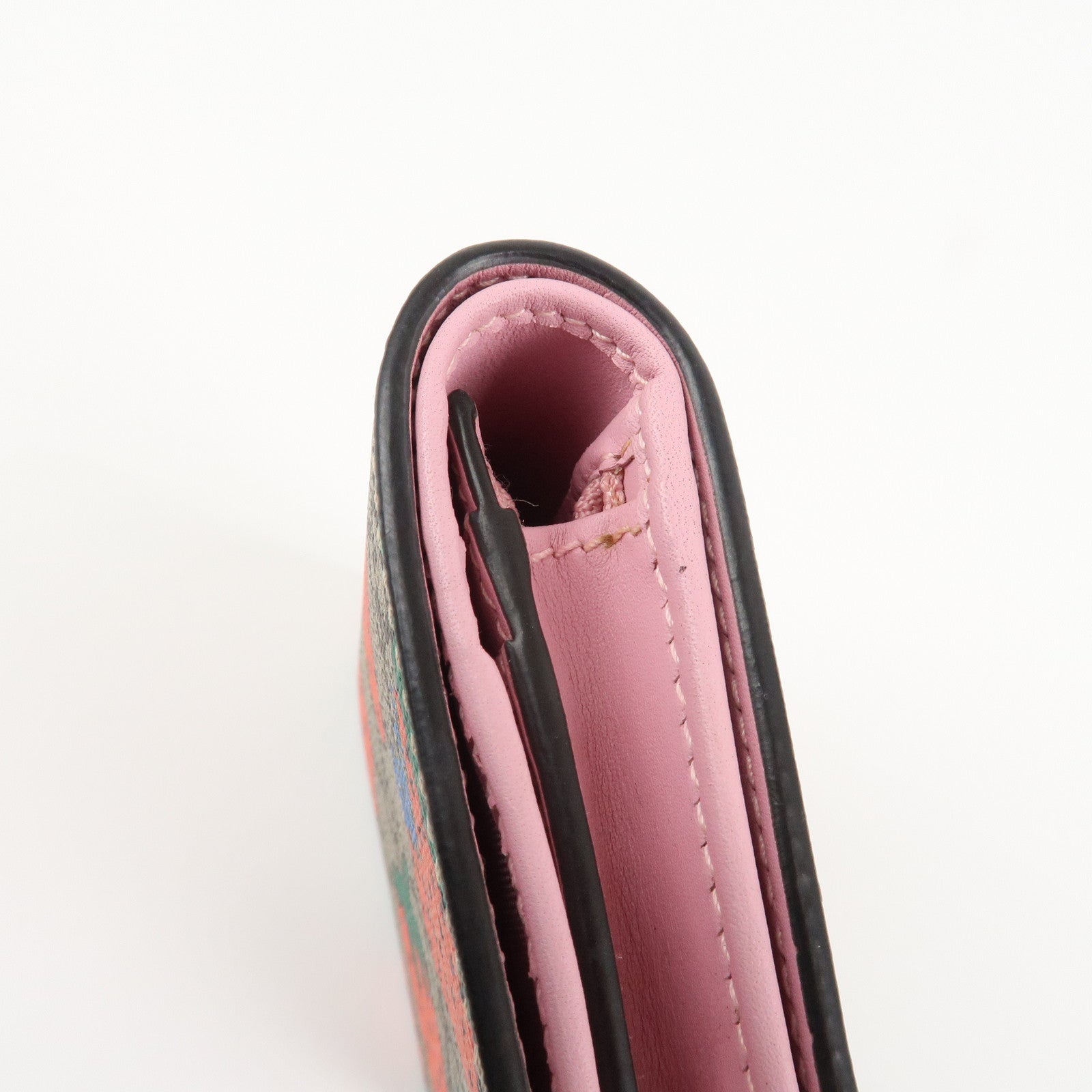 GUCCI GG Supreme Leather Strawberry Print Bi-fold Wallet 573839 Used