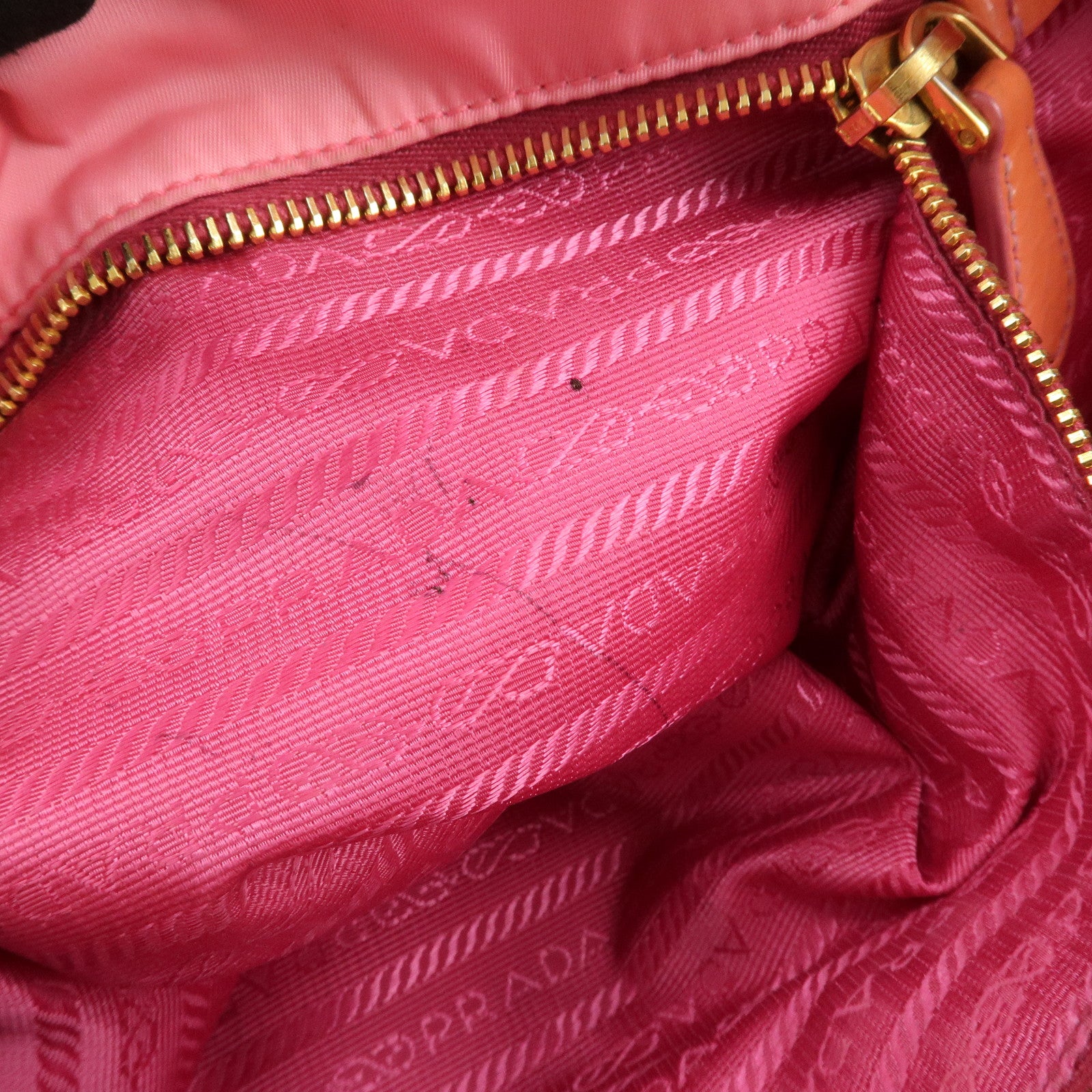 PRADA Triangle Logo Nylon Patent Leather Tote Bag Shoulder Bag Pink